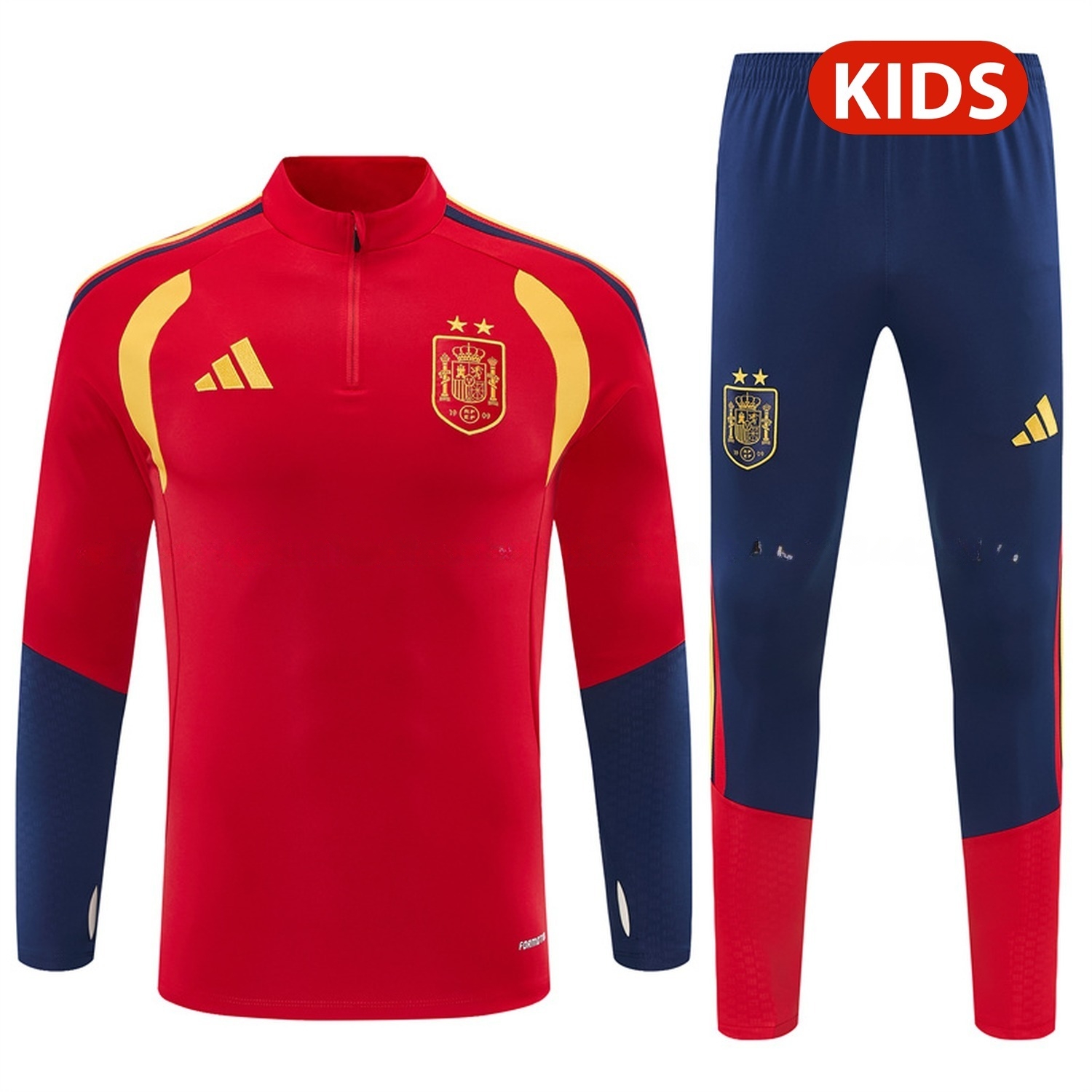 Spain 2026 Kids Long Sleeve Training Set - Red Top & Deep Blue Pants - ManixJersey