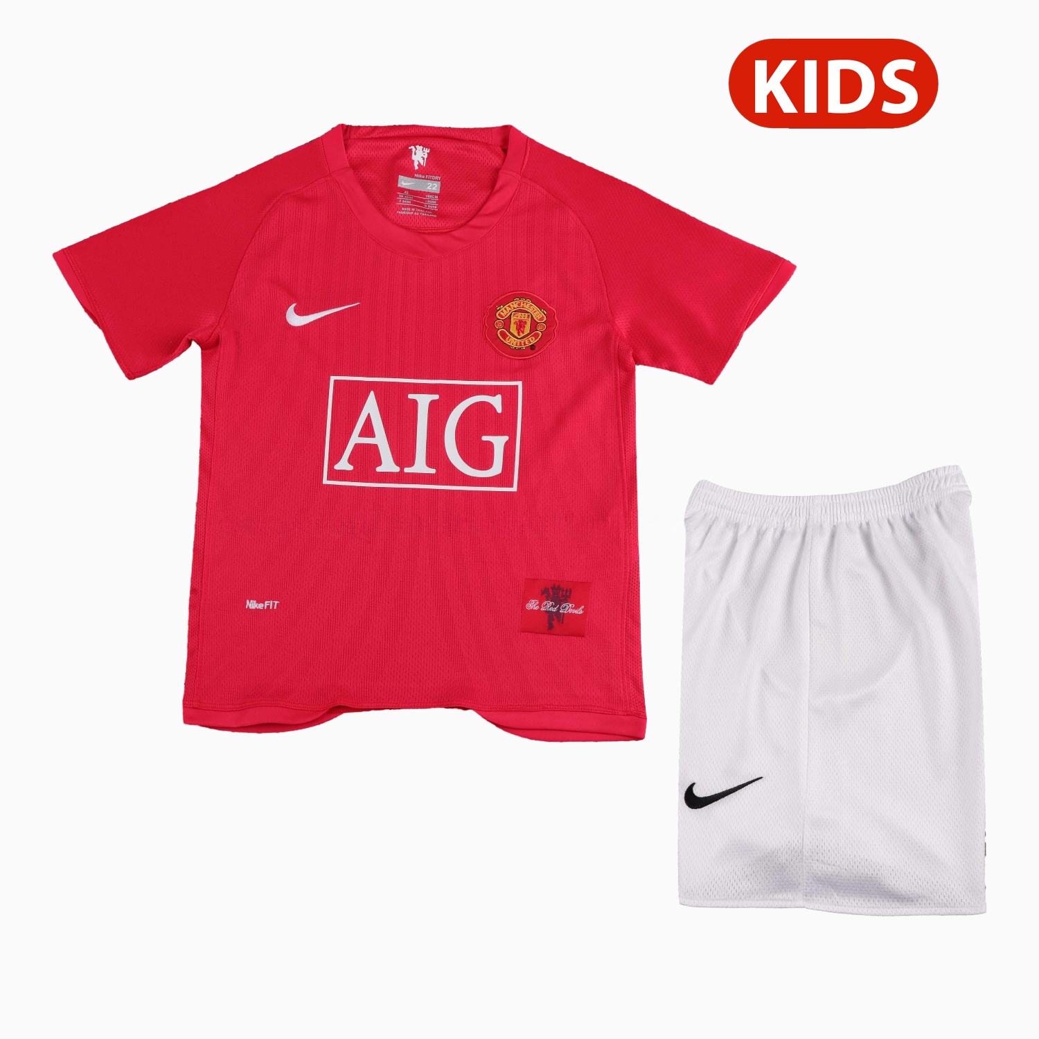Retro Manchester United 2007-08 Home Kids Kit - ManixJersey
