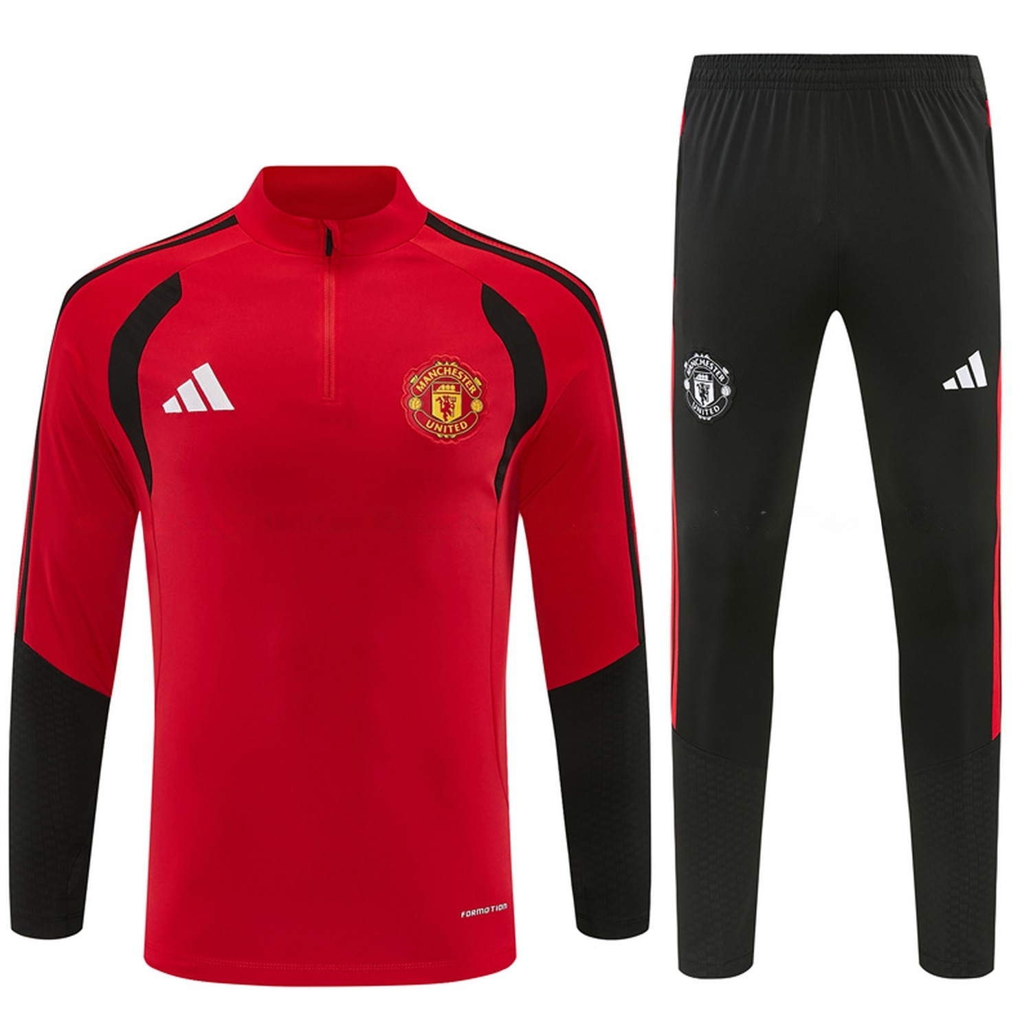 Manchester United 26-27 Long Sleeve Training Set - Red Top & Black Pants - ManixJersey