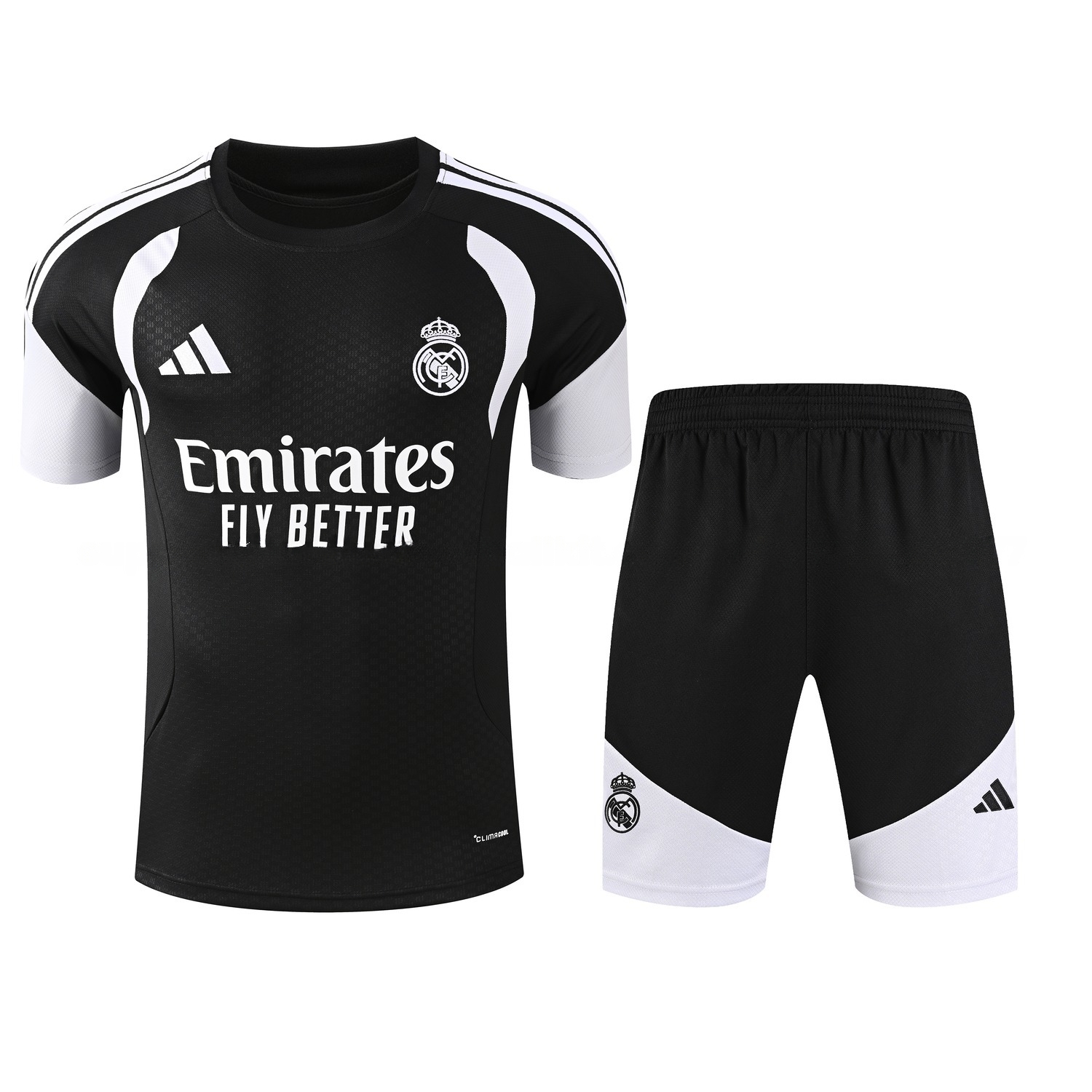 Real Madrid 26-27 Short-Sleeve Training Set - Black Top & Black Shorts - ManixJersey