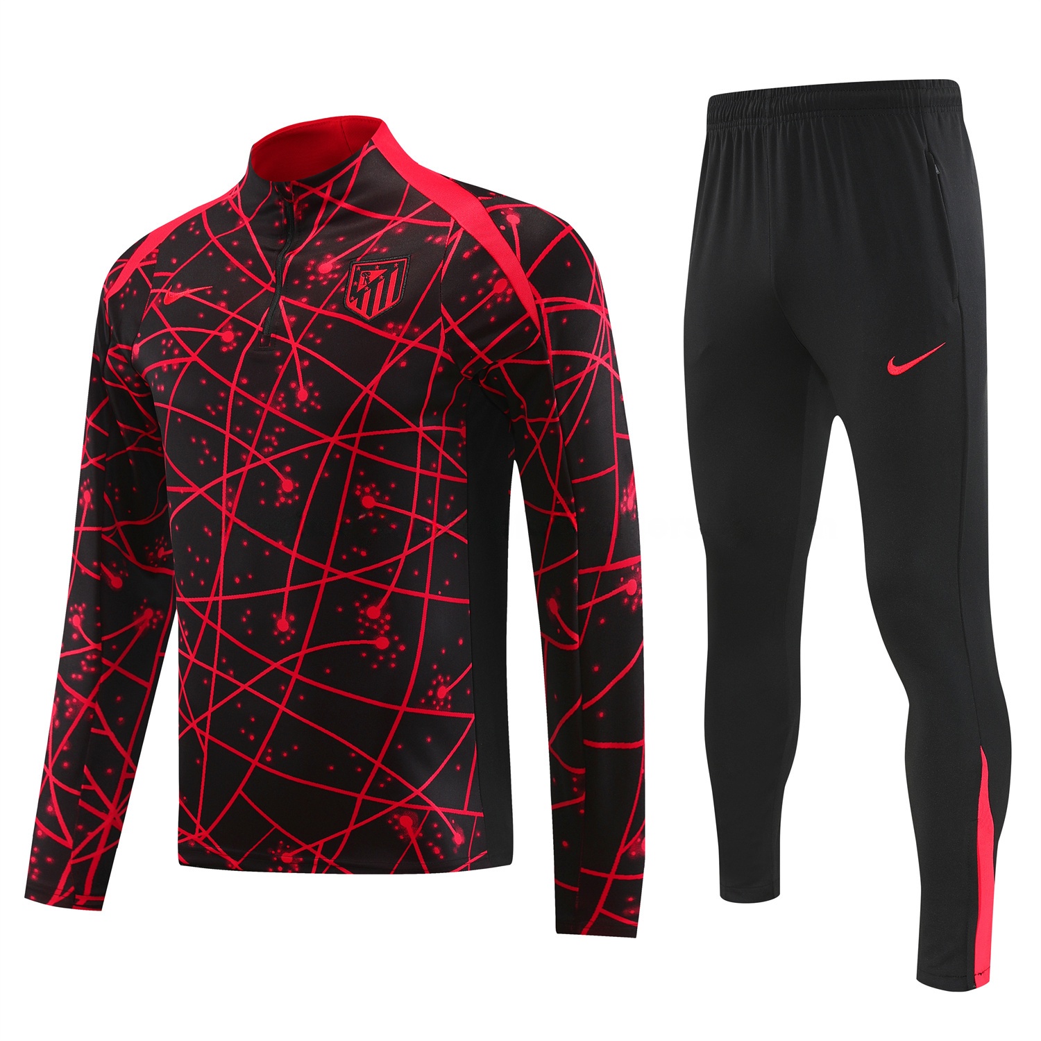 Atletico Madrid 25-26 Long Sleeves Training Set - Red Top & Black Pants - ManixJersey