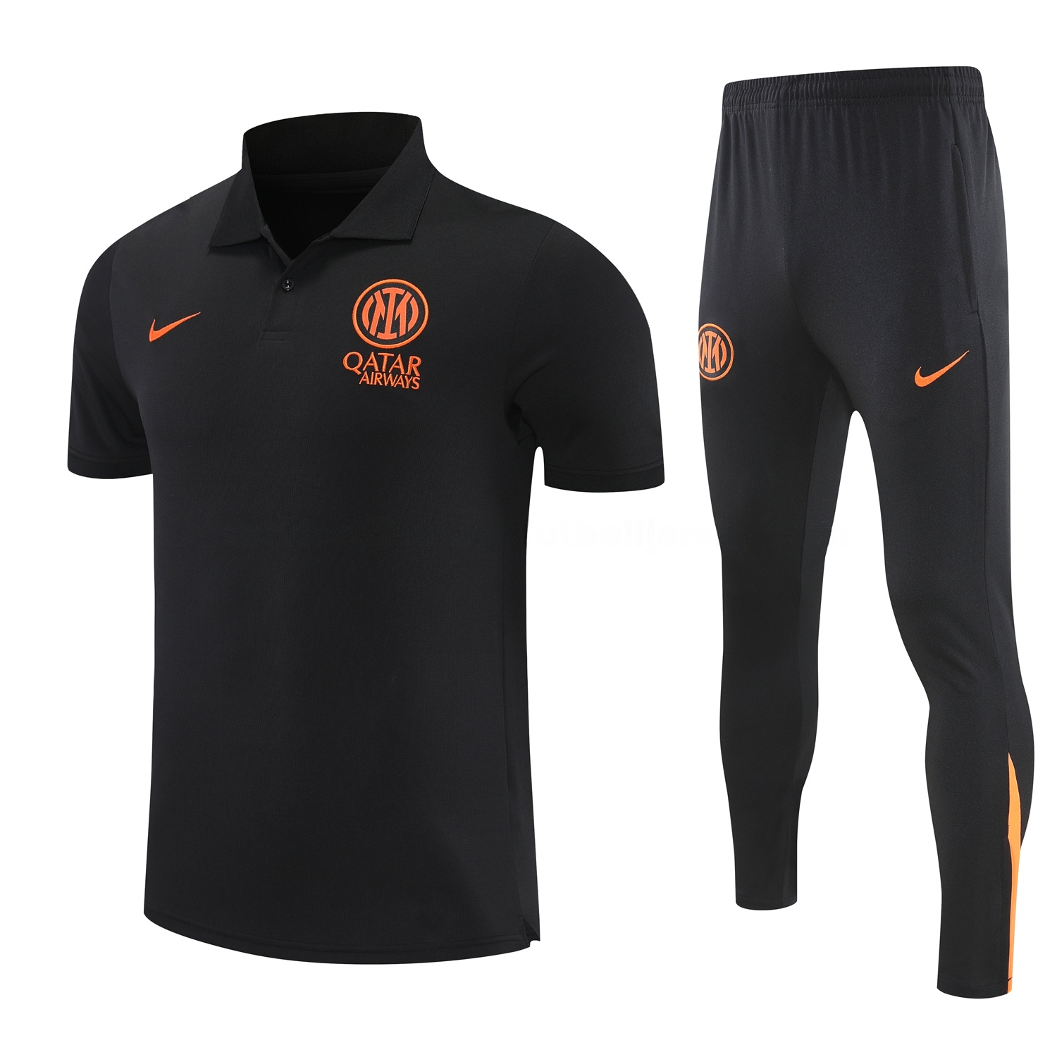 Inter Milan 25-26 POLO Short-Sleeve Training Set - Black Top and Black Pants - ManixJersey
