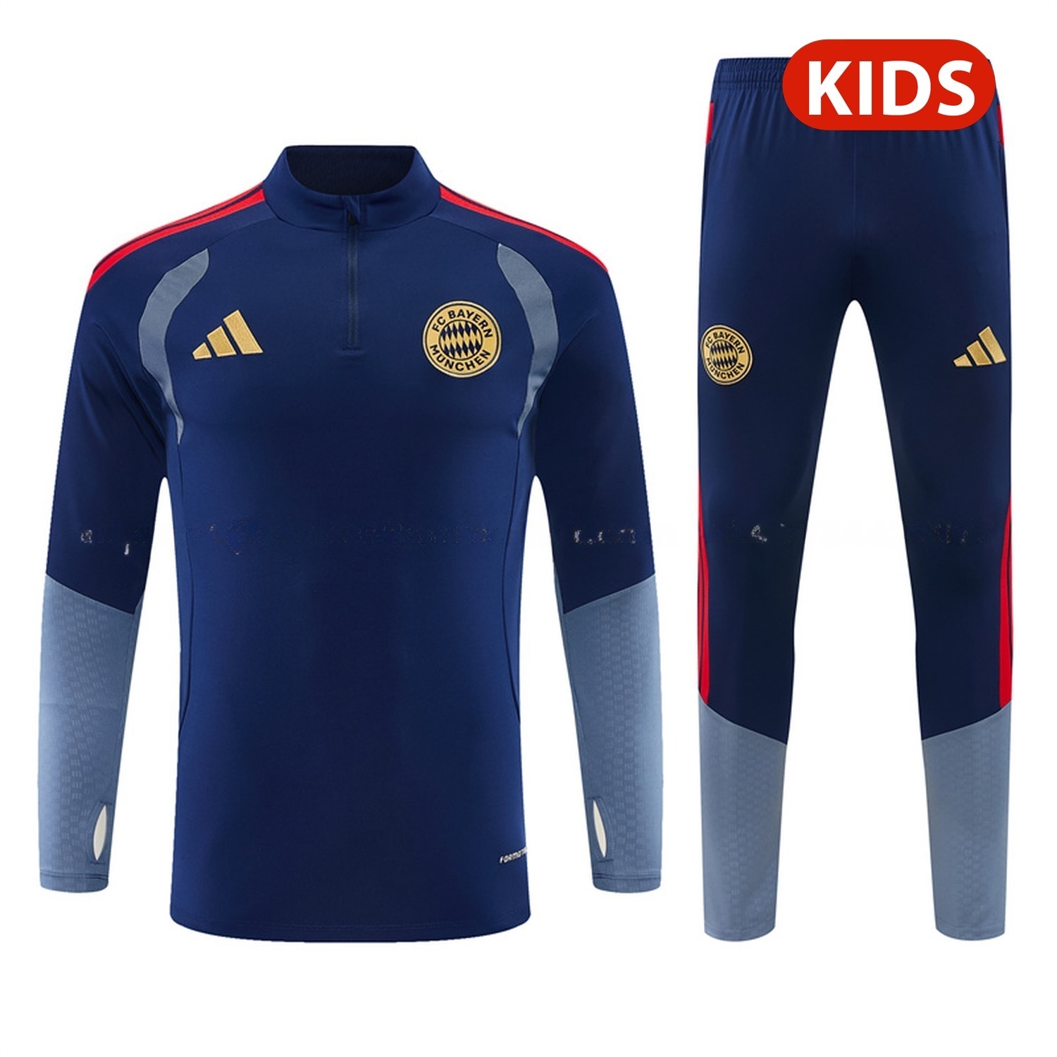 Bayern Munich 26-27 Kids Long Sleeve Training Set - Deep Blue Top & Deep Blue Pants - ManixJersey