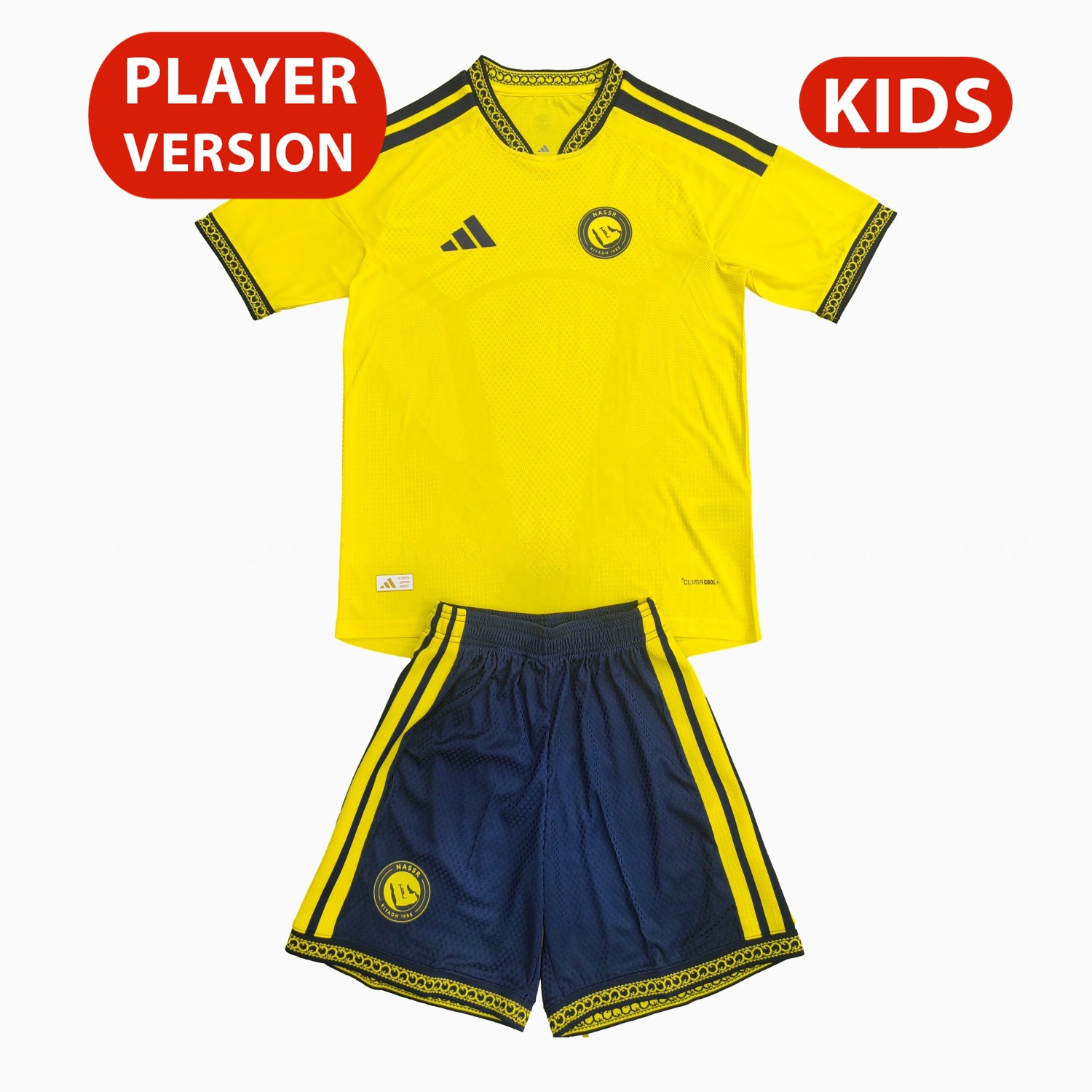 Al Nassr Riyadh Victory 26-27 Home Unsponsored Kids Kit - Player Version - ManixJersey
