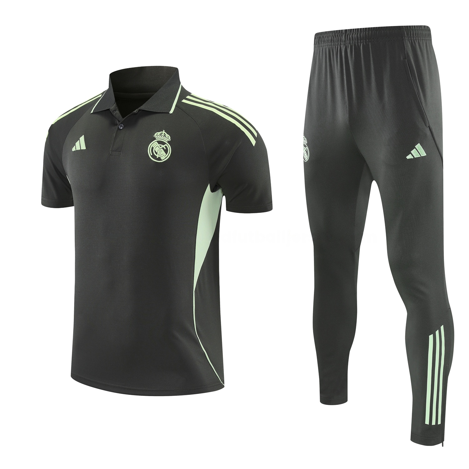 Real Madrid 25-26 POLO Short-Sleeve Training Set - Dark Grey Top and Pants - ManixJersey