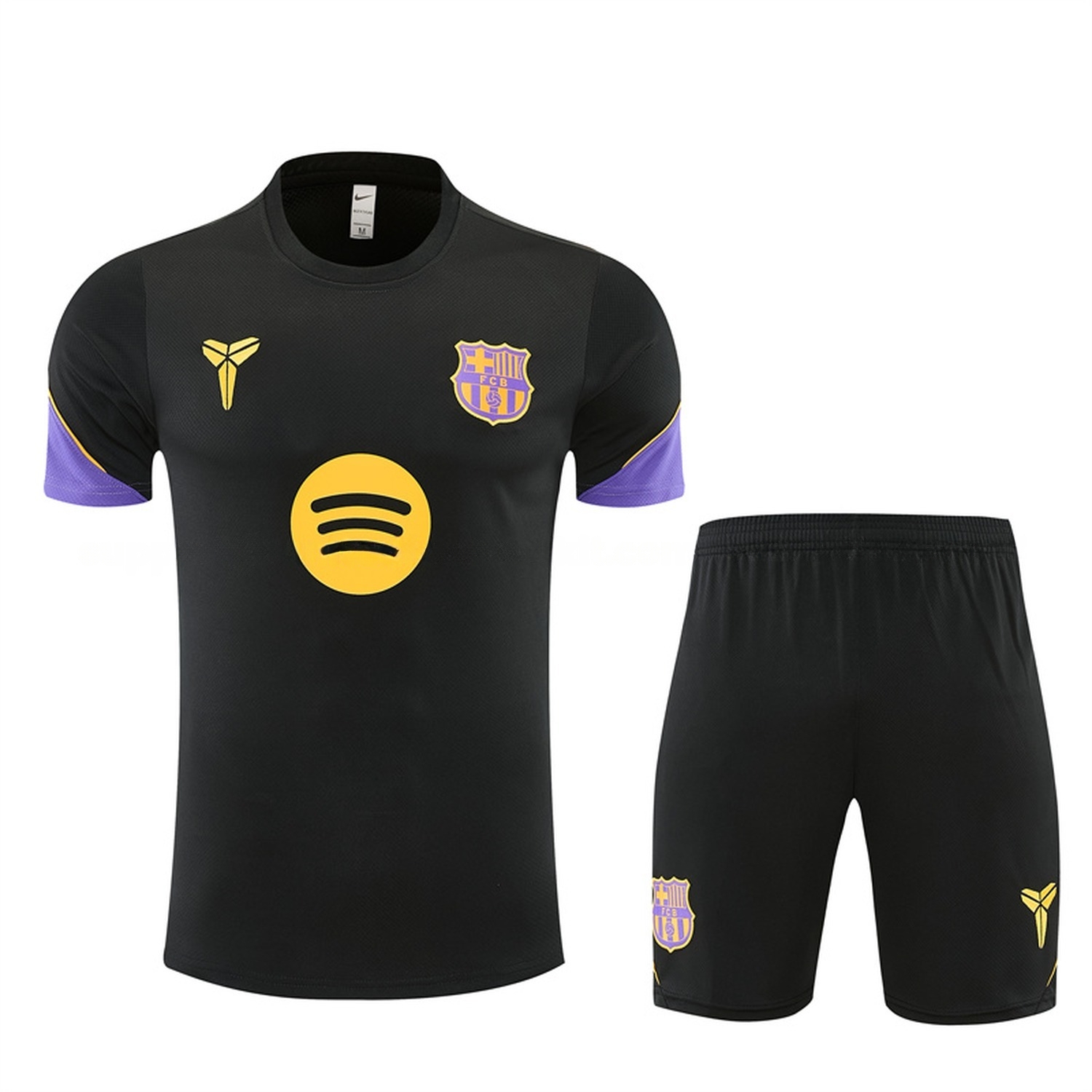 Barcelona 26-27 With Purple Short-Sleeve Training Set - Black Top & Black Shorts - ManixJersey