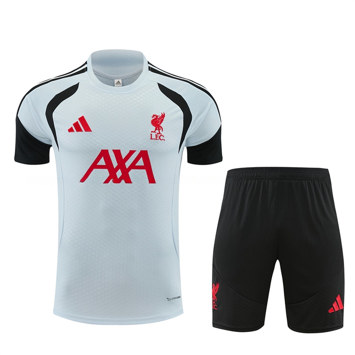 Liver.pool 26-27 Short-Sleeve Training Set - Light Grey Top & Black Shorts - ManixJersey