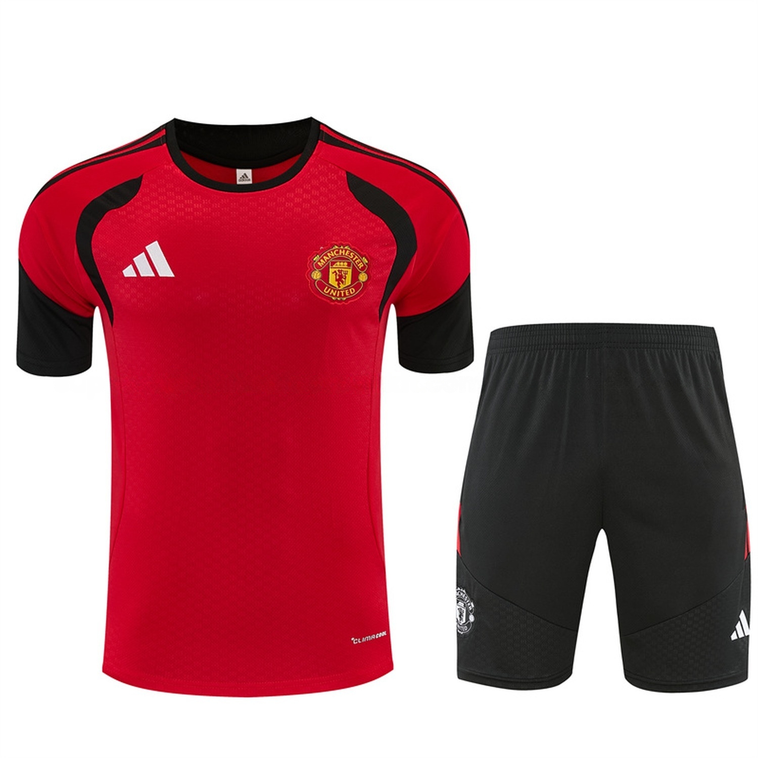 Manchester United 26-27 Short-Sleeve Training Set - Red Top & Black Shorts - ManixJersey