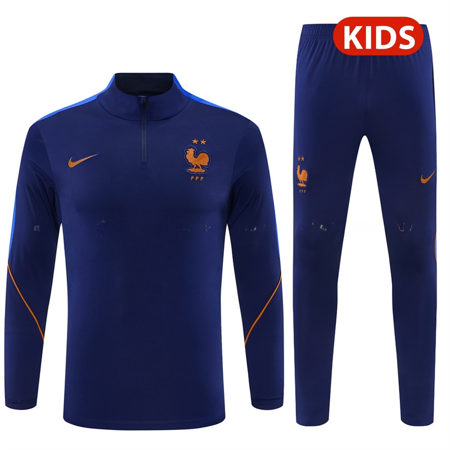 France 2026 Kids Long Sleeve Training Set - Deep Blue Top & Deep Blue Pants - ManixJersey