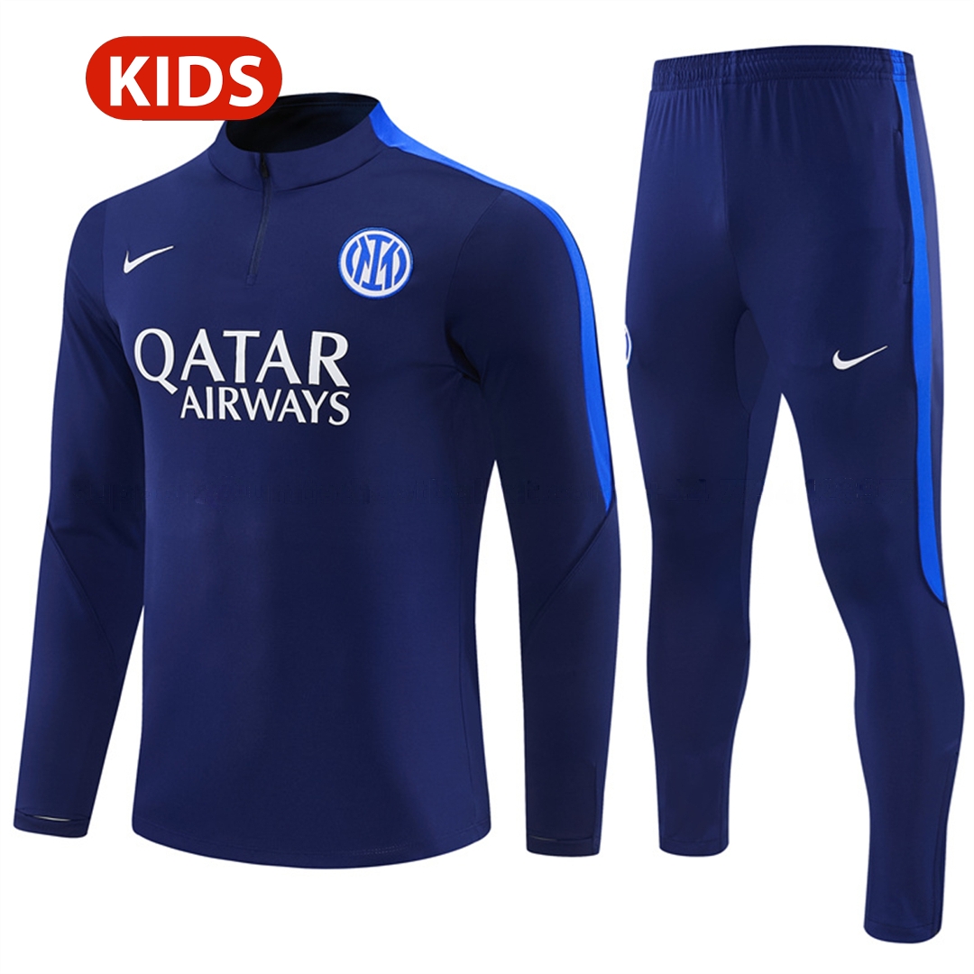 Inter Milan 26-27 Kids Long Sleeve Training Set - Royal Blue Top & Royal Blue Pants - ManixJersey