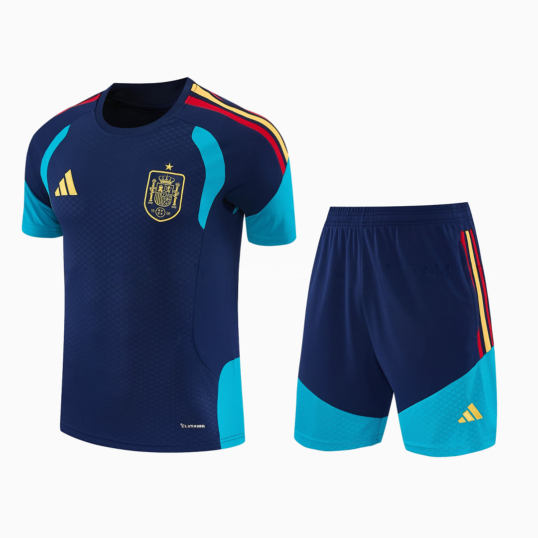 Spain 2026 Short-Sleeve Training Set - Dark Blue Top & Dark Blue Pants - ManixJersey