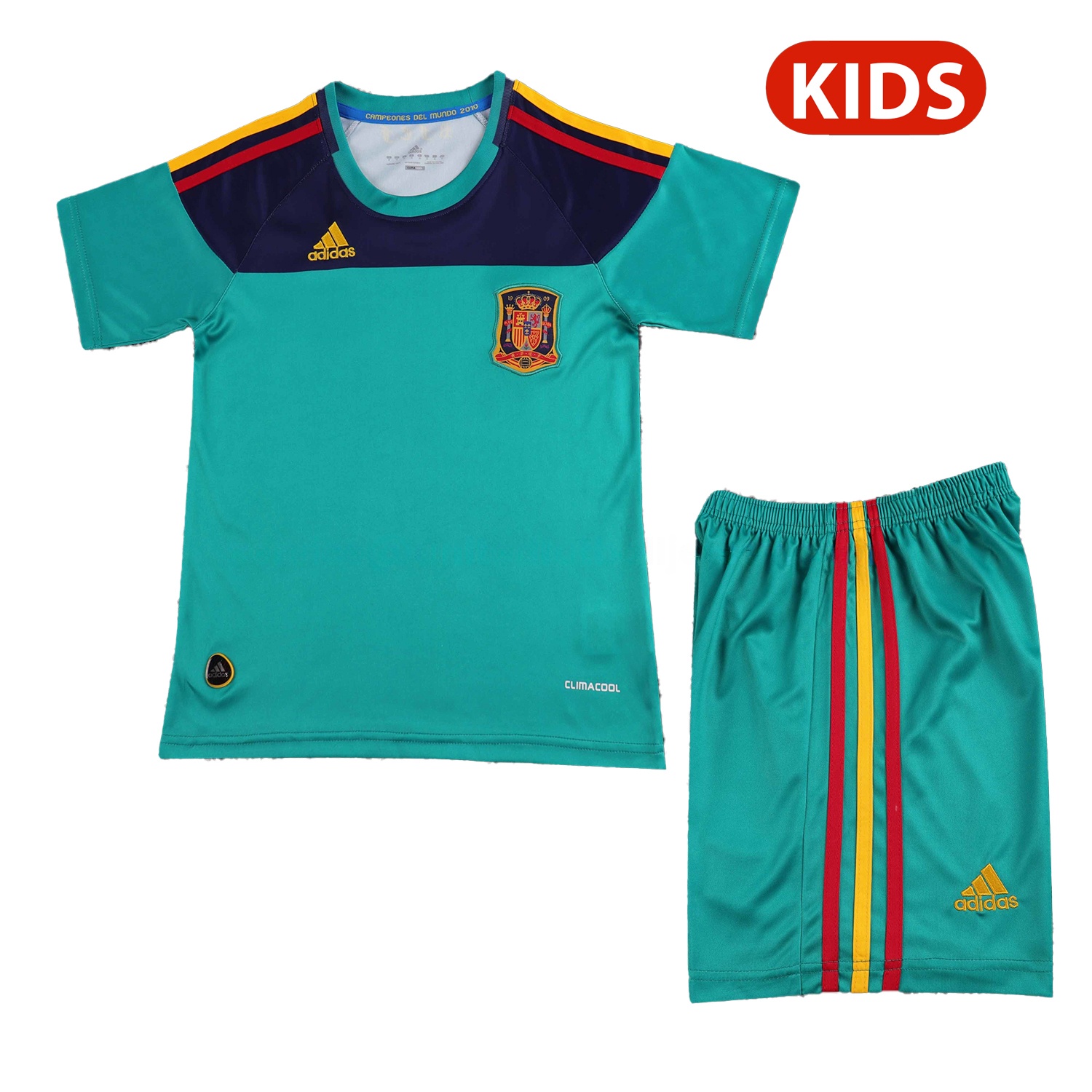 Retro Spain 2010 Green Goalkeeper Kids Kit - ManixJersey
