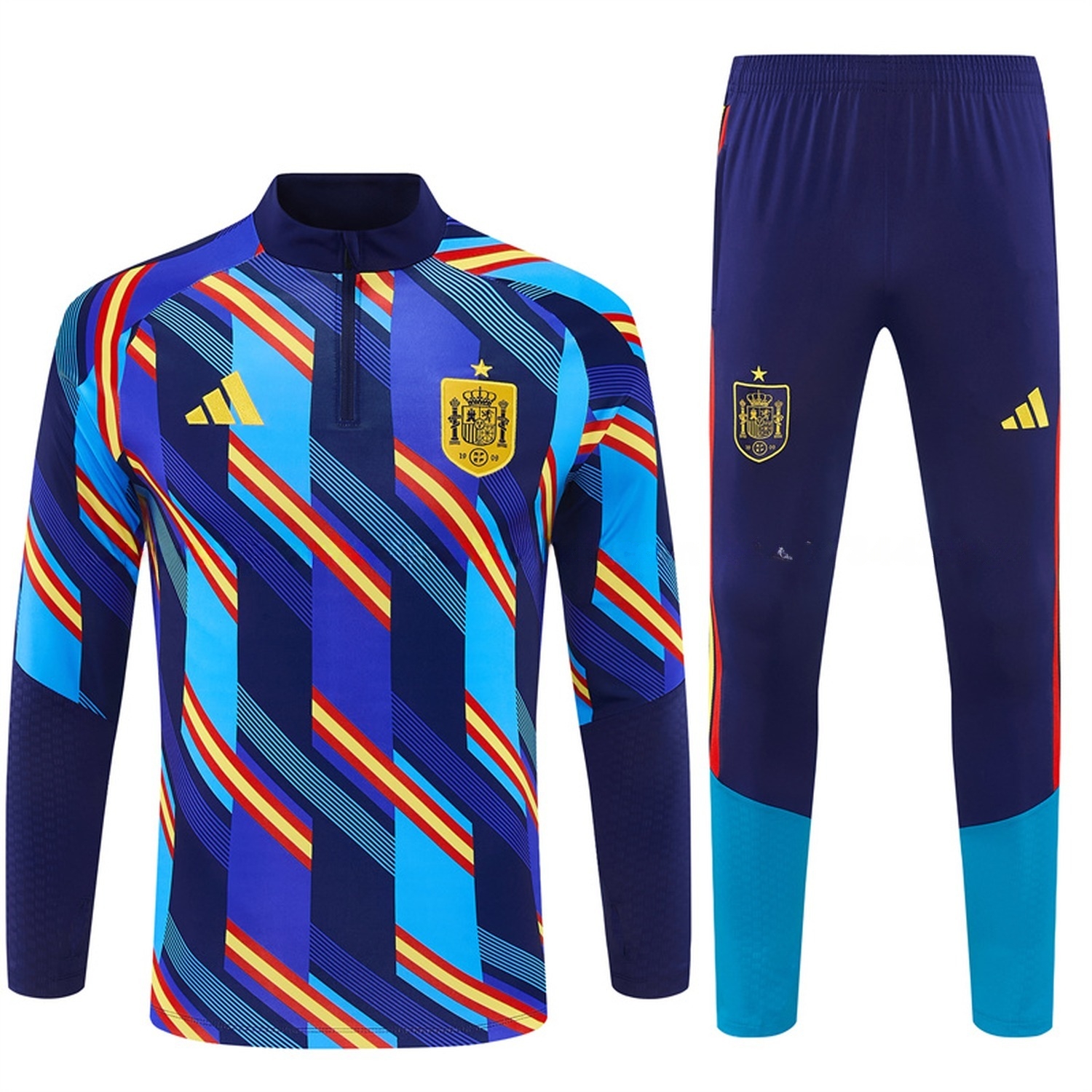 Spain 2026 Camouflage Long Sleeve Training Set - Blue Top & Deep Blue Pants - ManixJersey