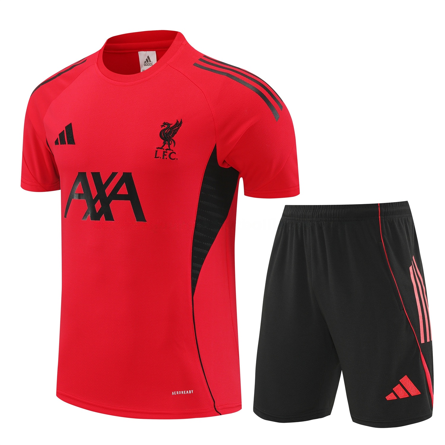 Liver.pool 25-26 Short-Sleeve Training Set - Red With Black Top & Black Shorts - ManixJersey