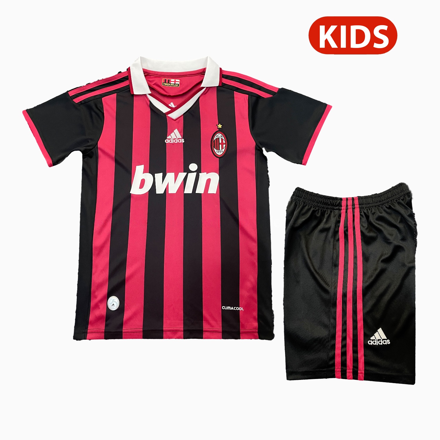Retro AC Milan 2009-10 Home Red Kids Kit - ManixJersey