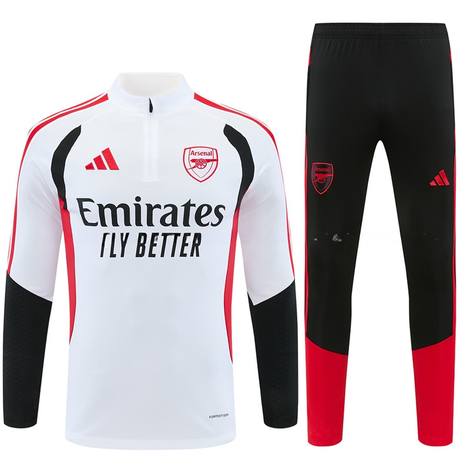 Arsenal 26-27 Long Sleeve Training Set - White Top & Black Pants - ManixJersey
