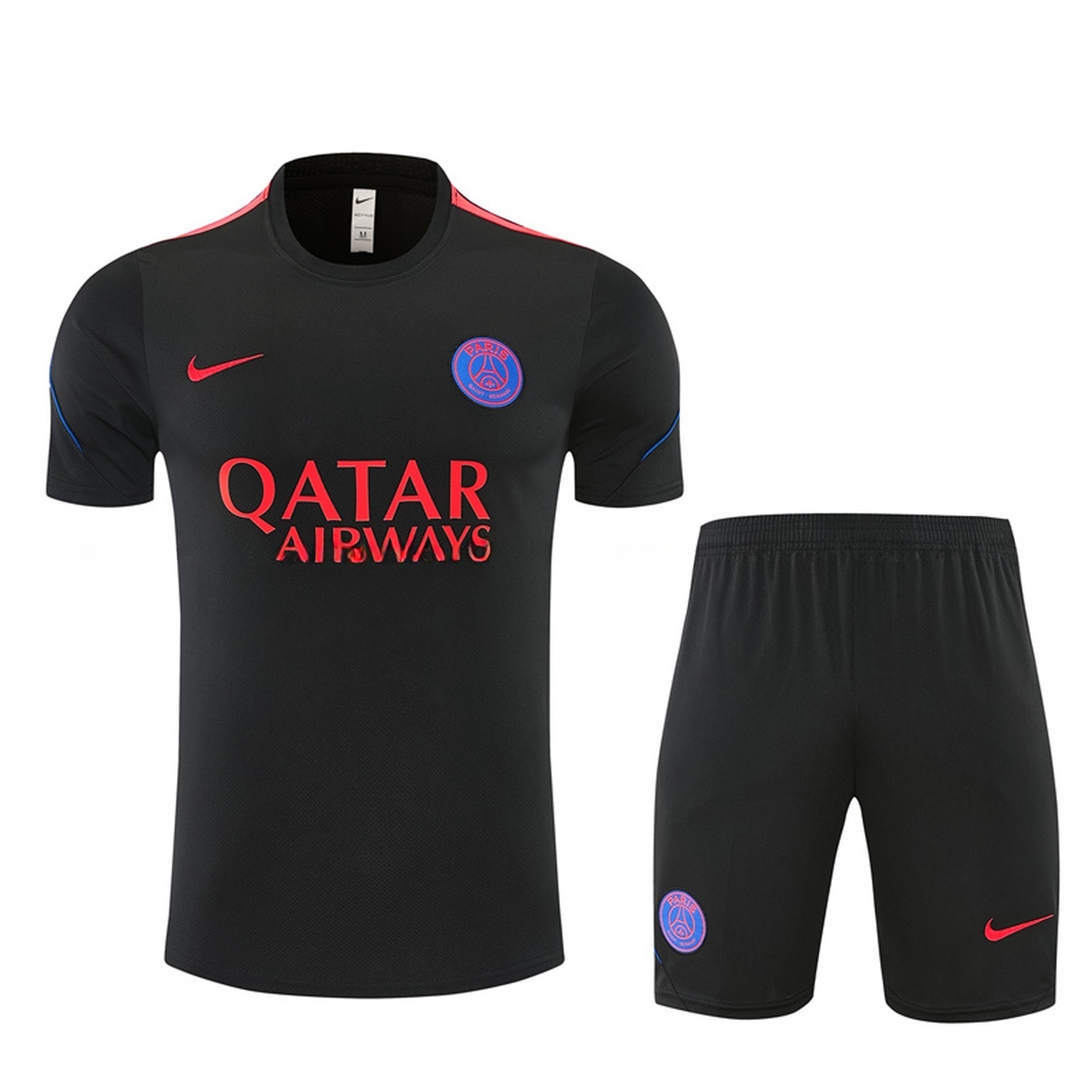 Paris Saint-Germain PSG 26-27 Short-Sleeve Training Set - Black Top & Black Shorts - ManixJersey