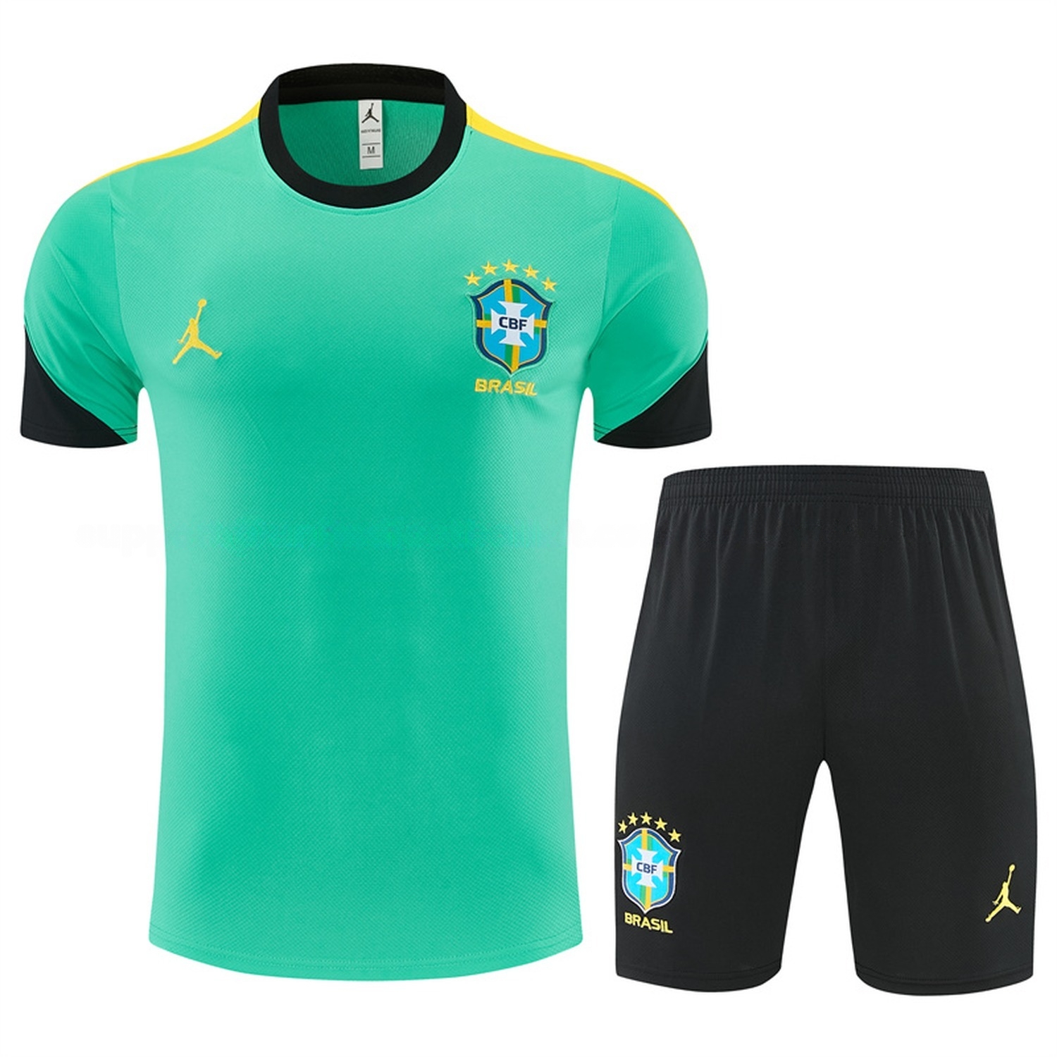 Brazil 2026 Short-Sleeve Training Set - Light Green Top & Black Shorts - ManixJersey