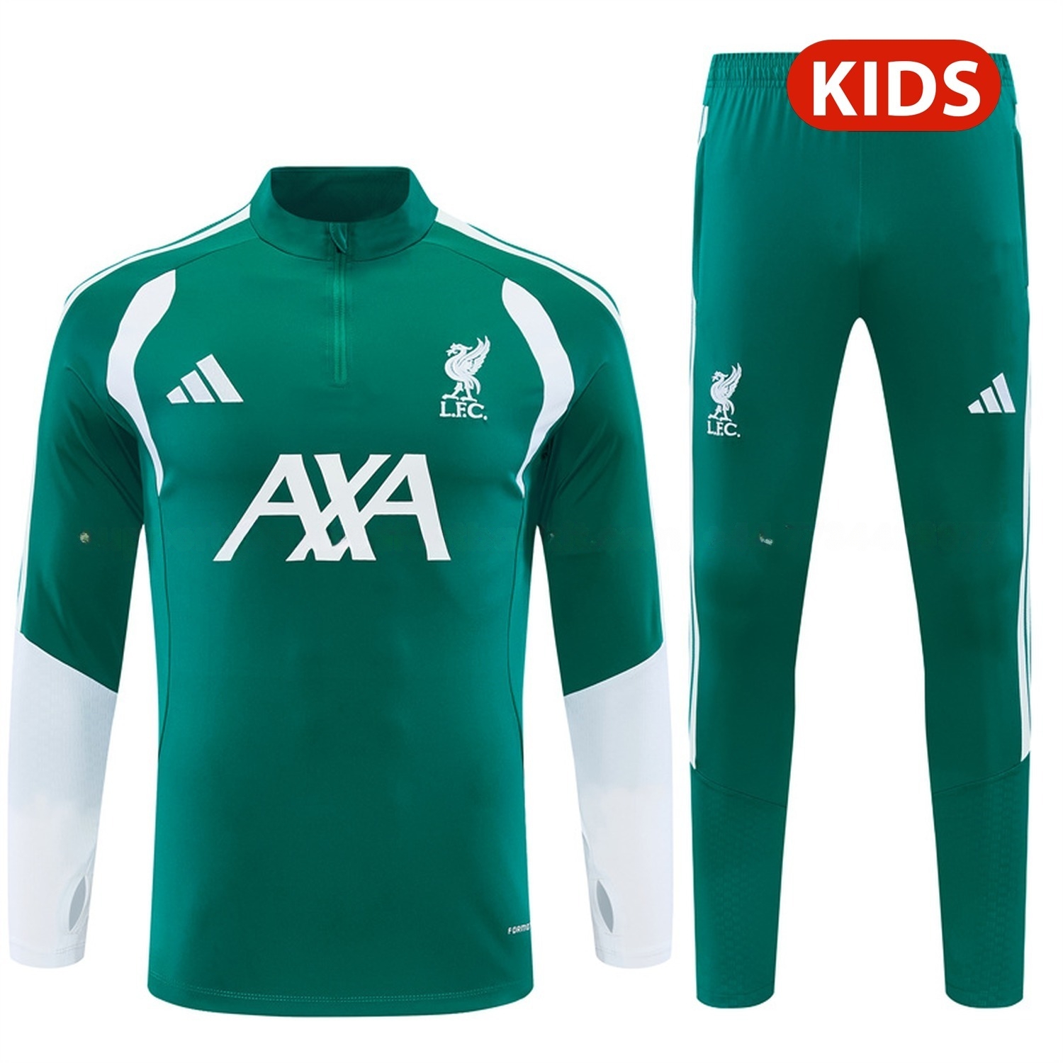 Liver.pool 26-27 Kids Long Sleeve Training Set - Green Top & Green Pants - ManixJersey