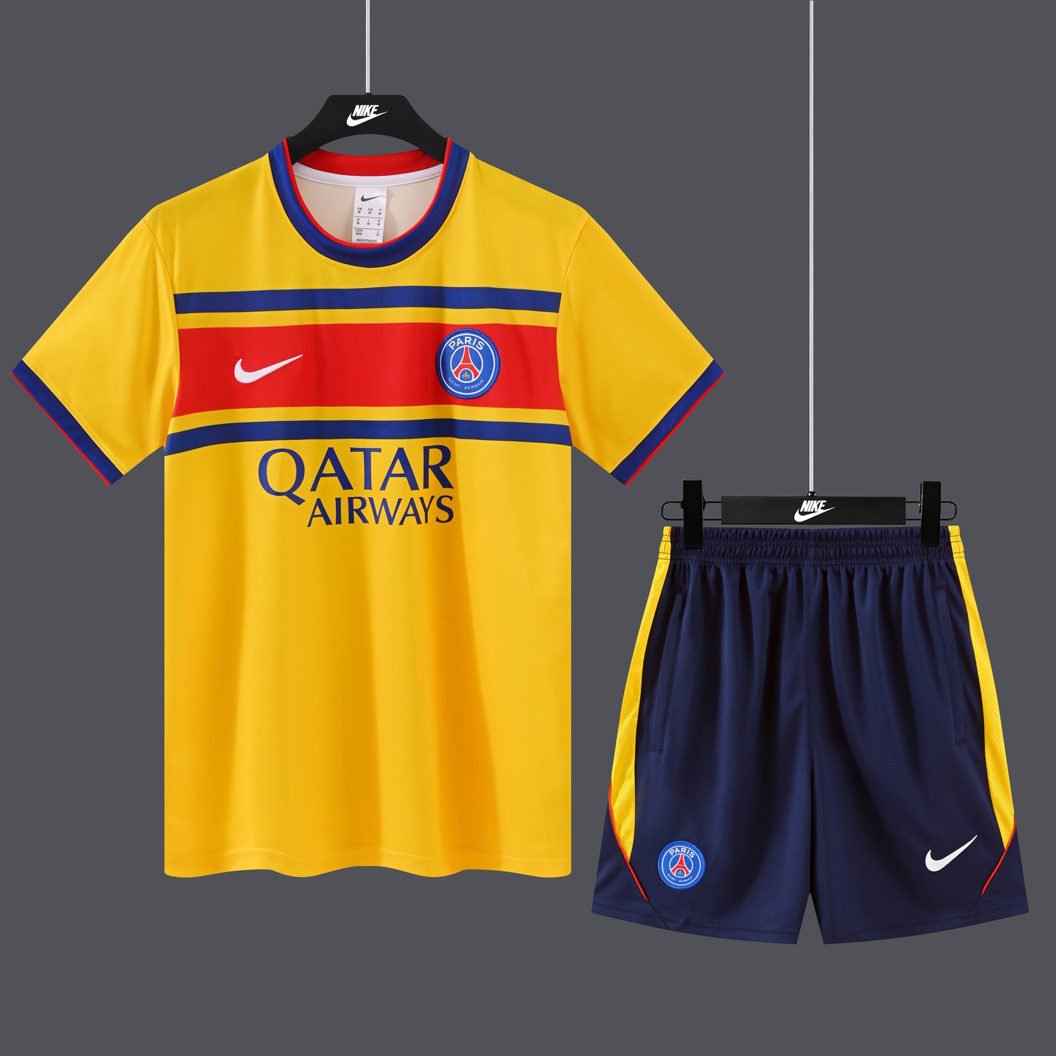 Paris Saint-Germain PSG 26-27 Yellow Red Blue Special Short-Sleeve Training Set - Yellow Top & Deep Blue Shorts - ManixJersey