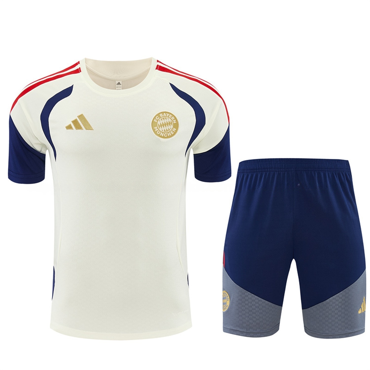 Bayern Munich 26-27 Short-Sleeve Training Set - Cream Top & Deep Blue Shorts - ManixJersey