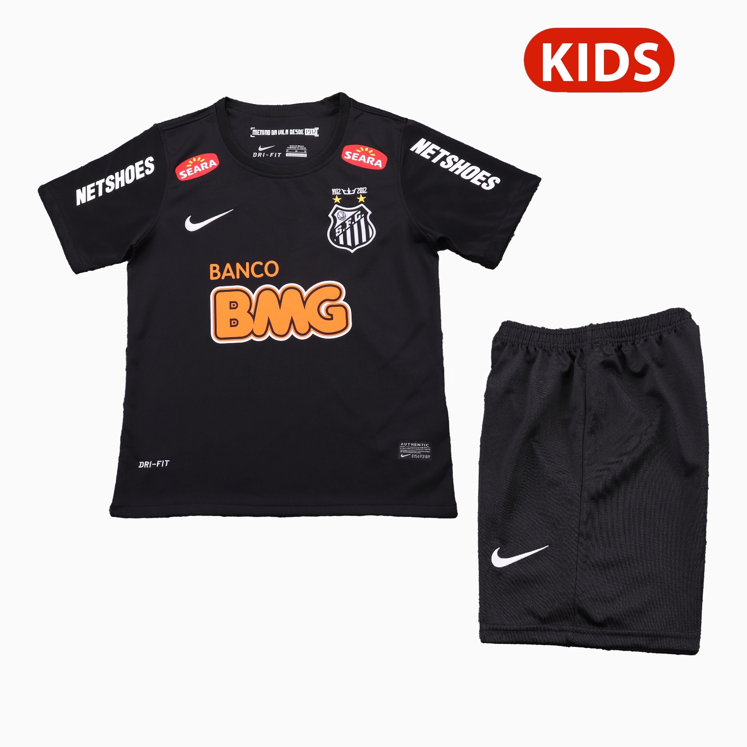 Retro Santos 2012 Black Special Kids Kit - ManixJersey