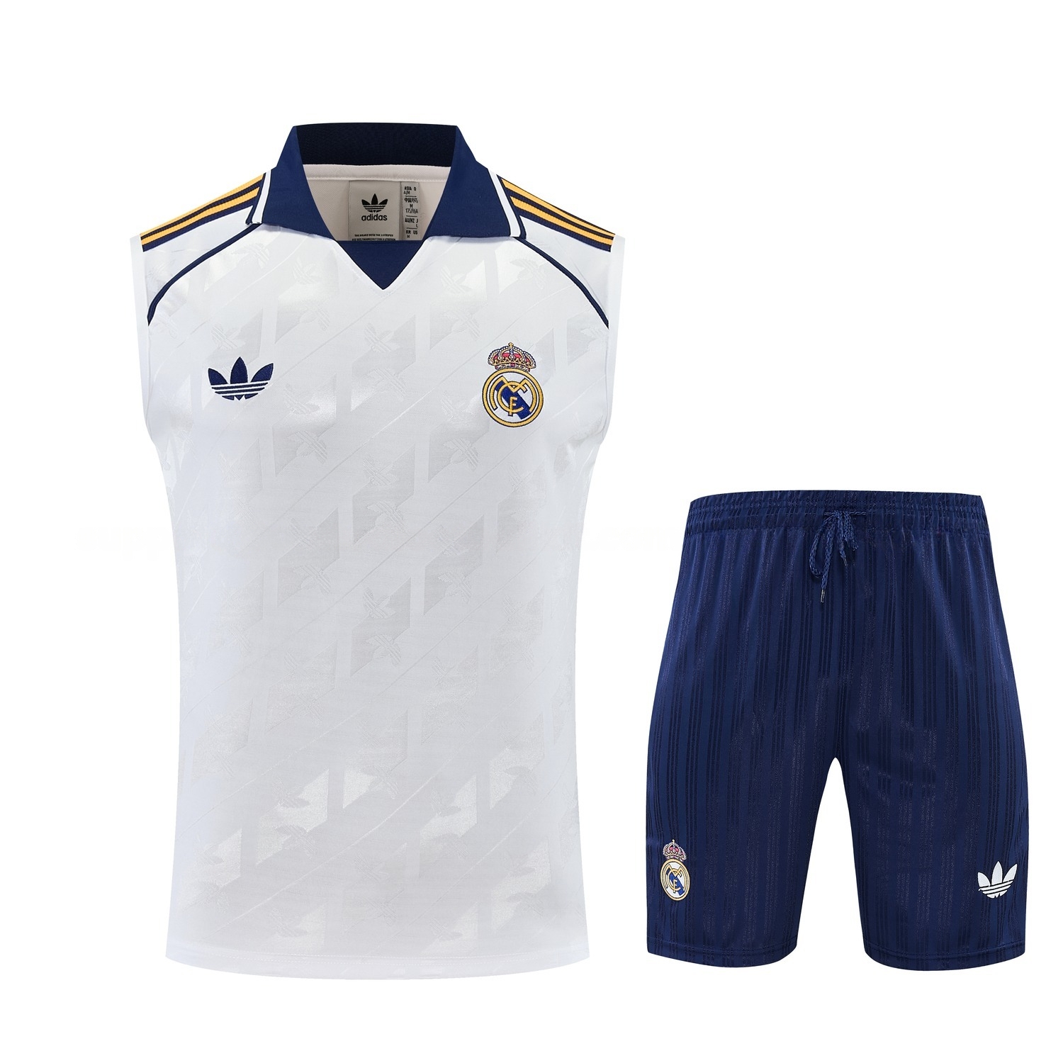 Real Madrid 26-27 Vest Training Set - White Vest and Navy Blue Shorts - ManixJersey