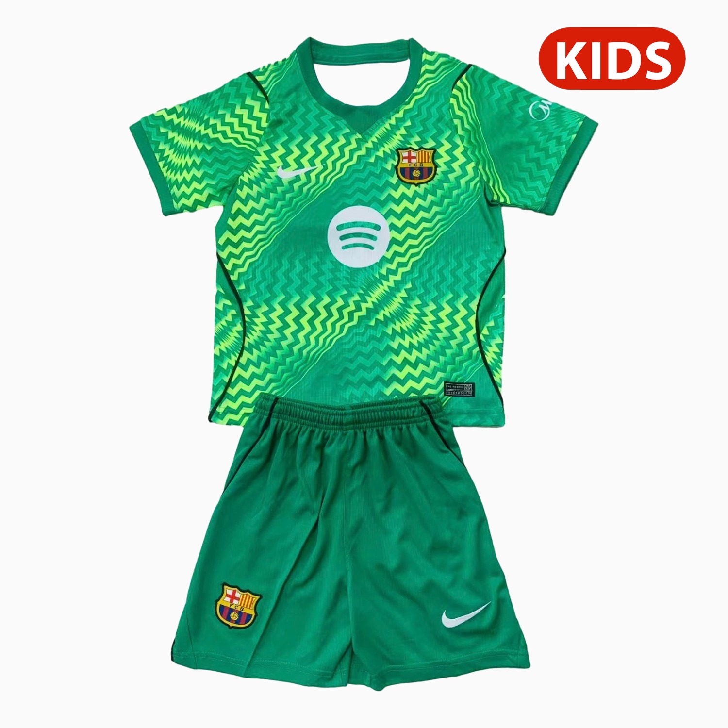 Barcelona 26-27 Green Goalkeeper Kids Kit - ManixJersey