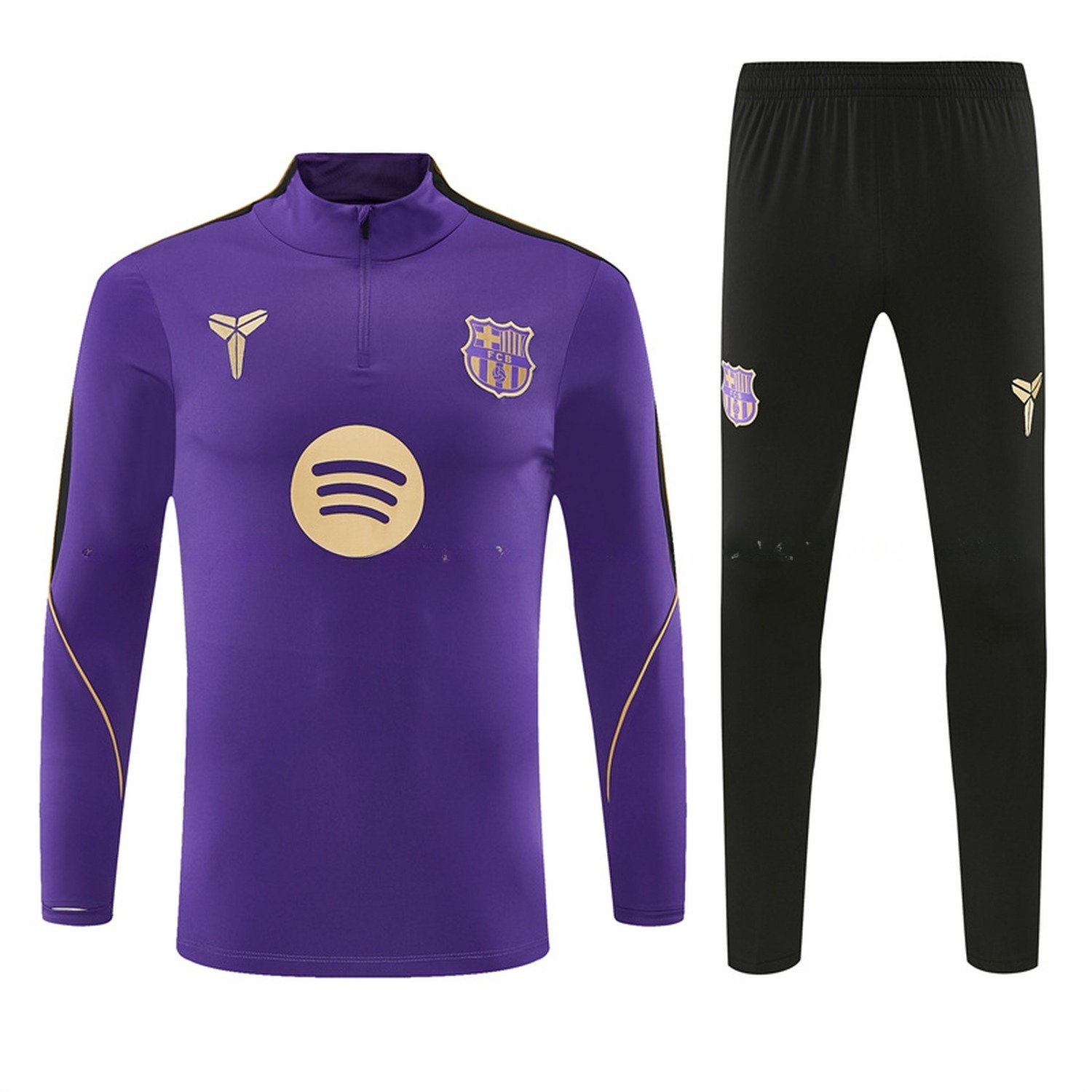 Barcelona 26-27 Long Sleeve Training Set - Purple Top & Black Pants - ManixJersey