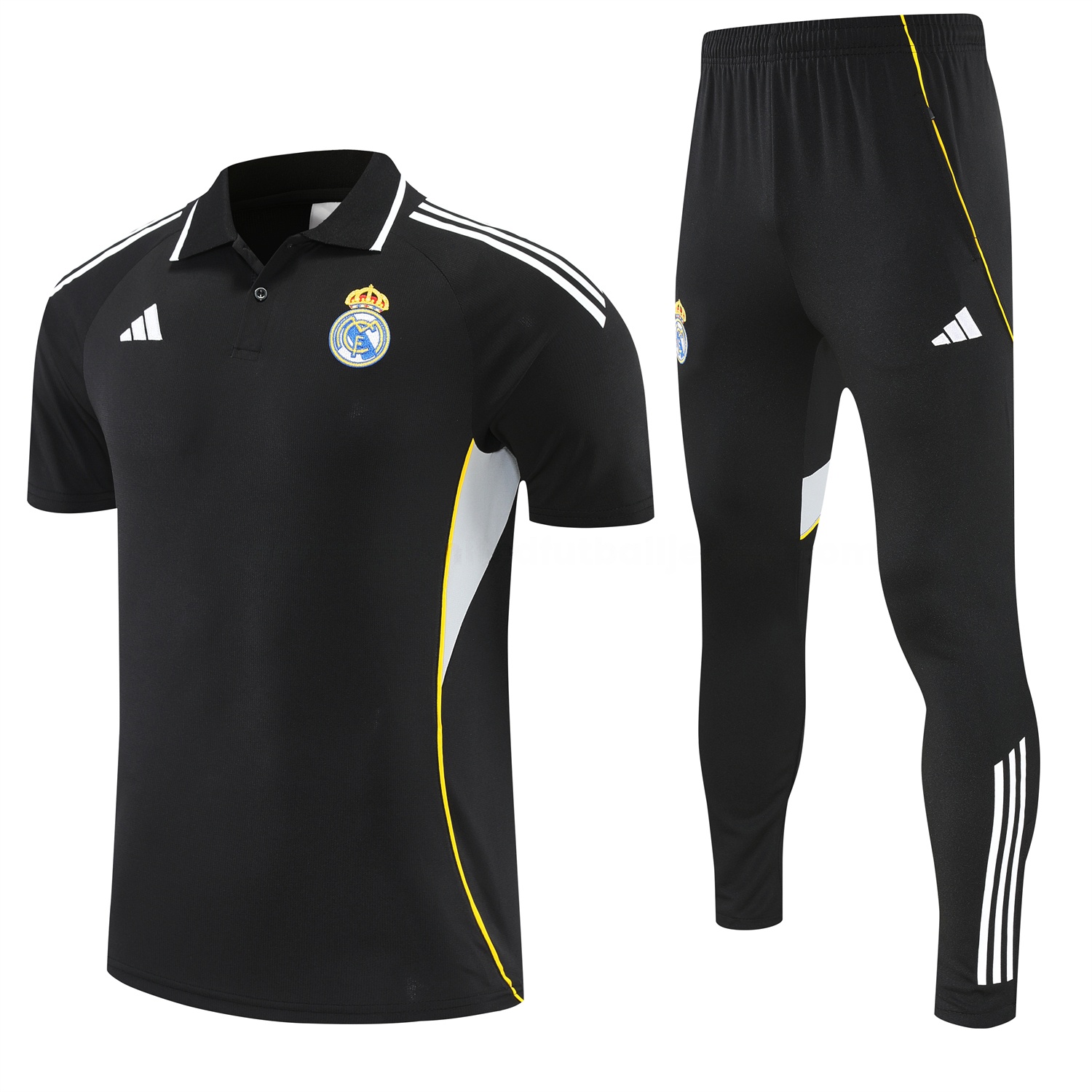 Real Madrid 25-26 POLO Short-Sleeve Training Set - Black Top and Black Pants - ManixJersey