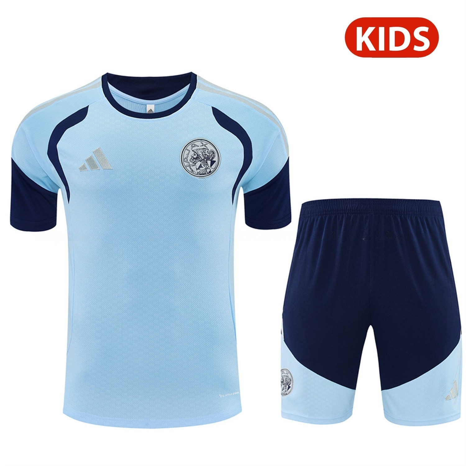 Ajax 26-27 Kids Short-Sleeve Training Set - Light Blue Top & Deep Blue Shorts - ManixJersey