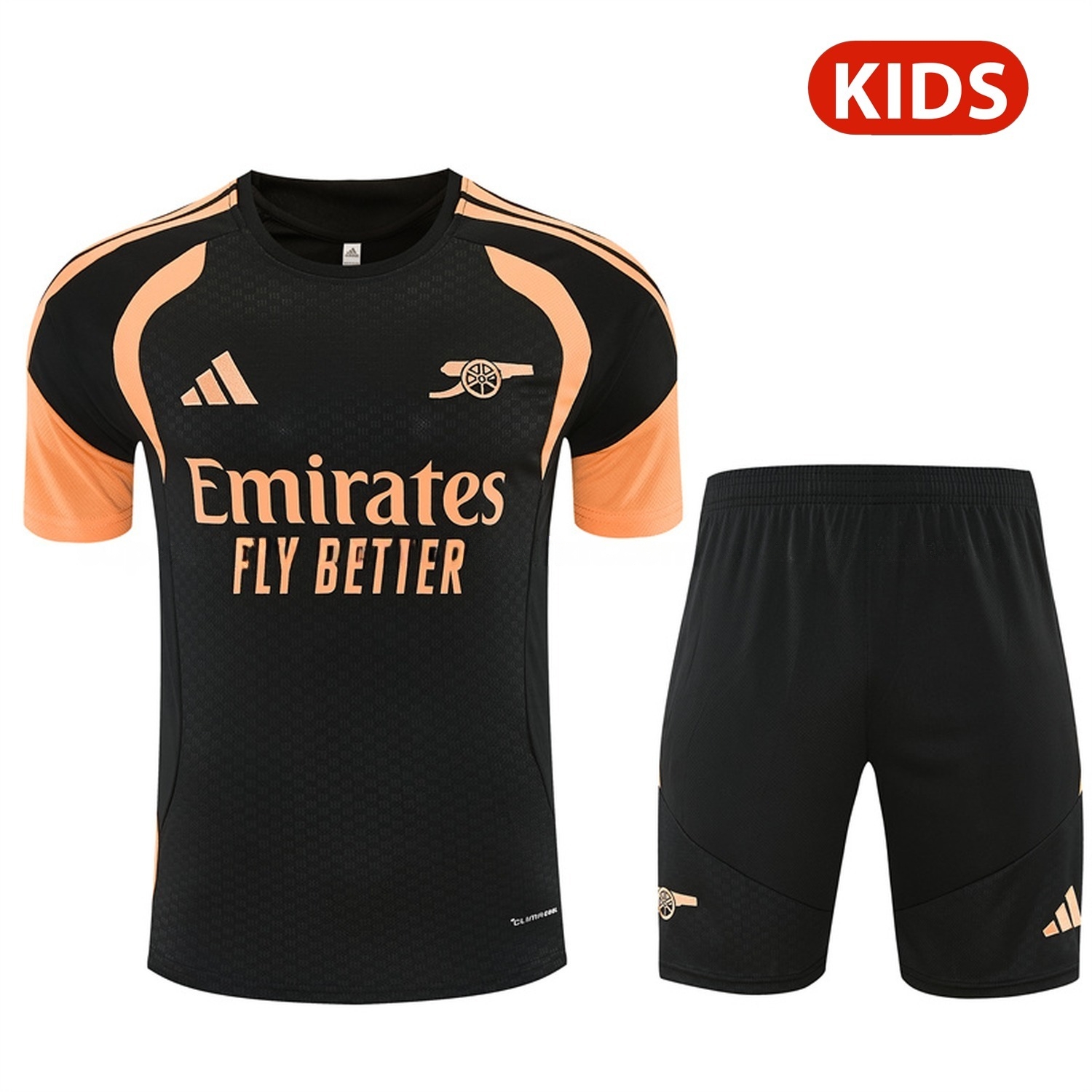 Arsenal 26-27 Kids Short-Sleeve Training Set - Black Top & Black Shorts - ManixJersey
