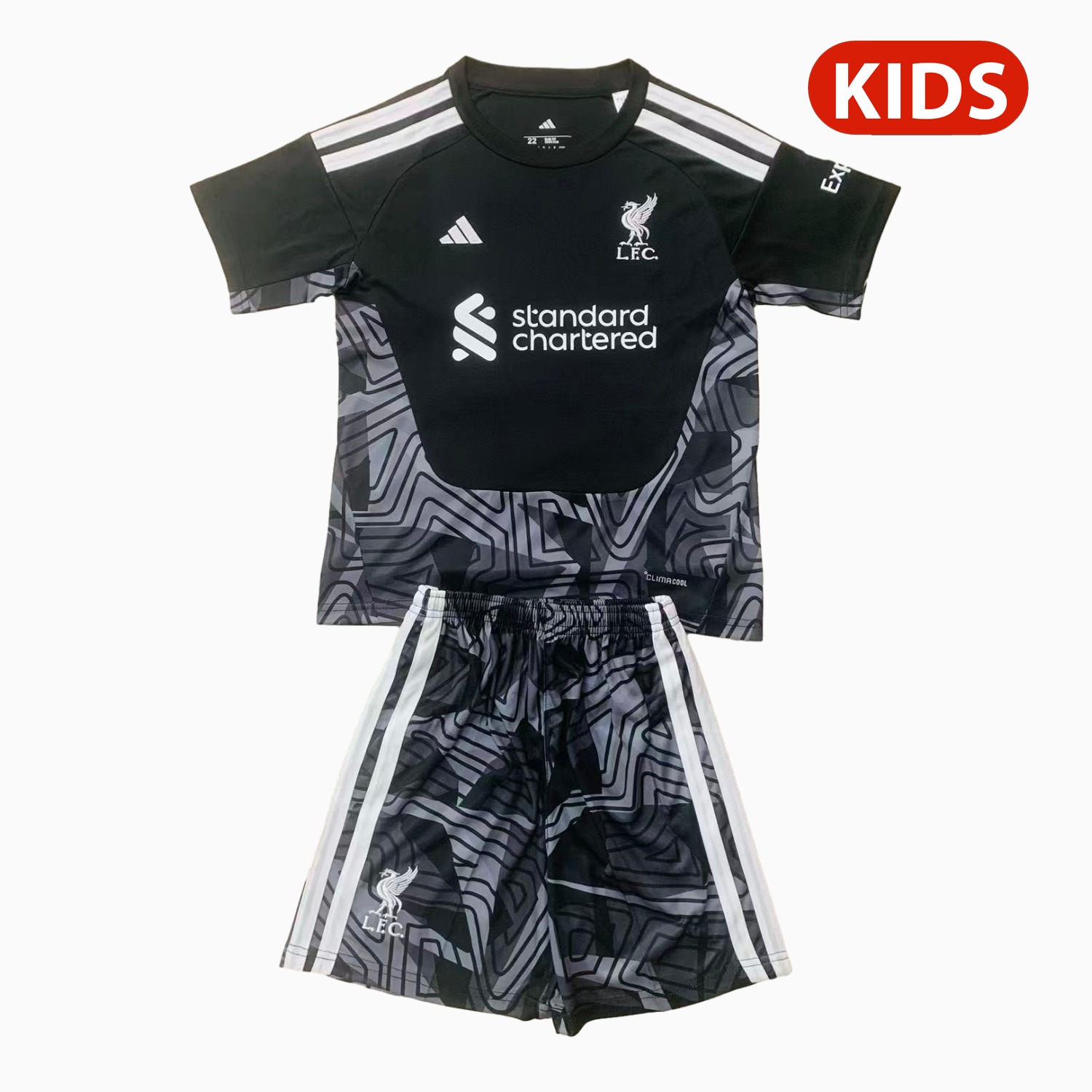 Liver.pool 26-27 Black Goalkeeper Kids Kit - ManixJersey