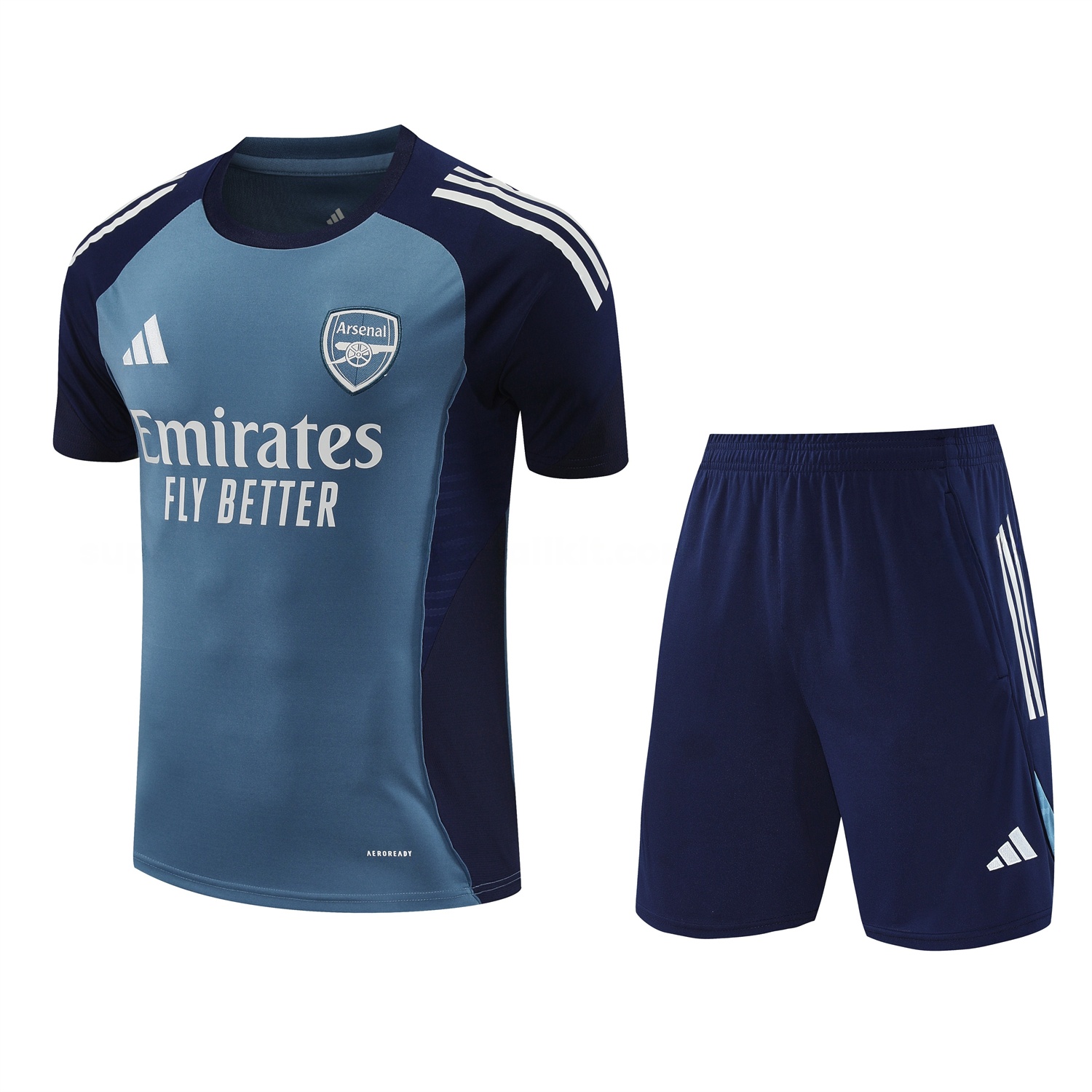 Arsenal 25-26 Short-Sleeve Training Set - Grey Blue Top & Dark Blue Shorts - ManixJersey