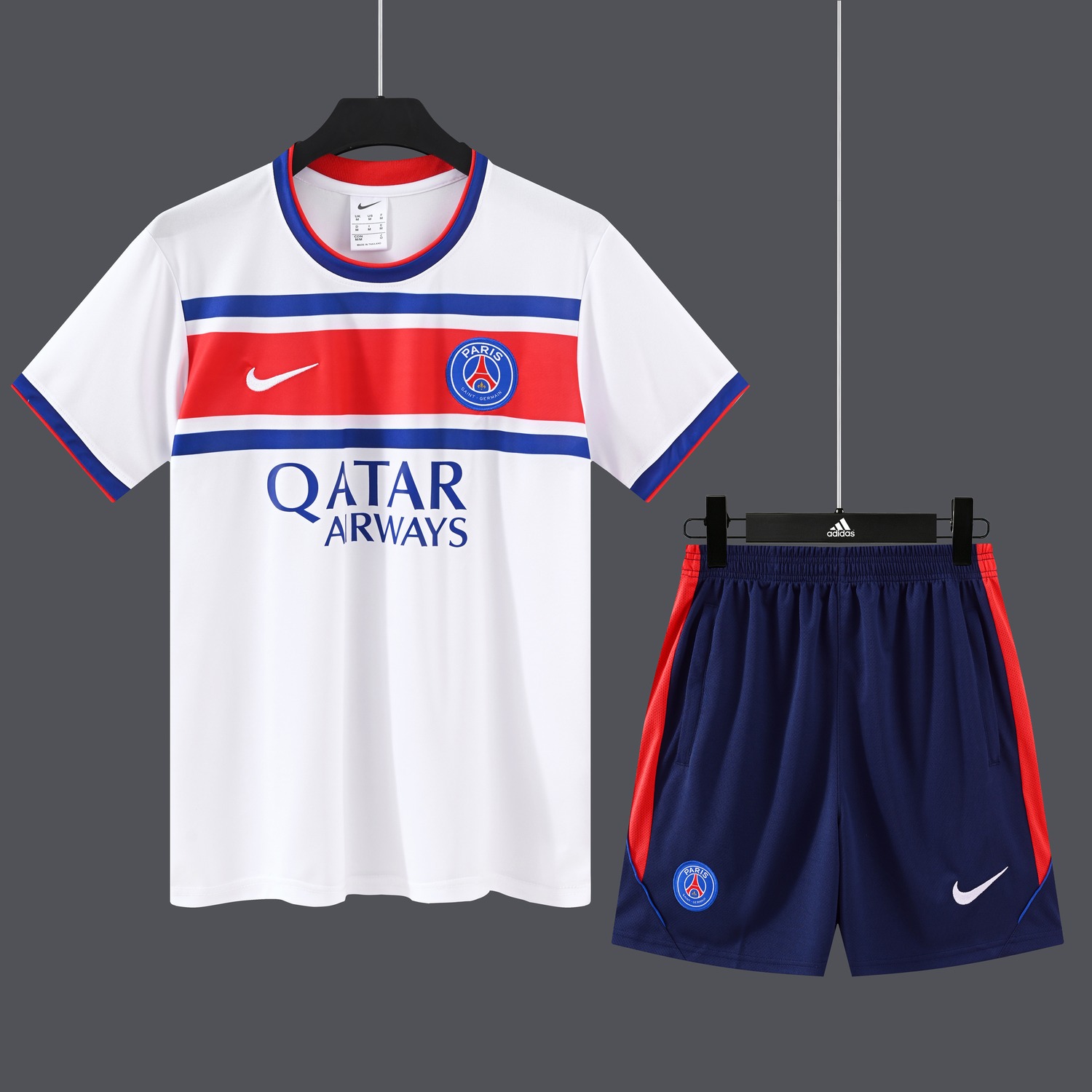 Paris Saint-Germain PSG 26-27 Short-Sleeve Training Set - White Top & Deep Blue Shorts - ManixJersey