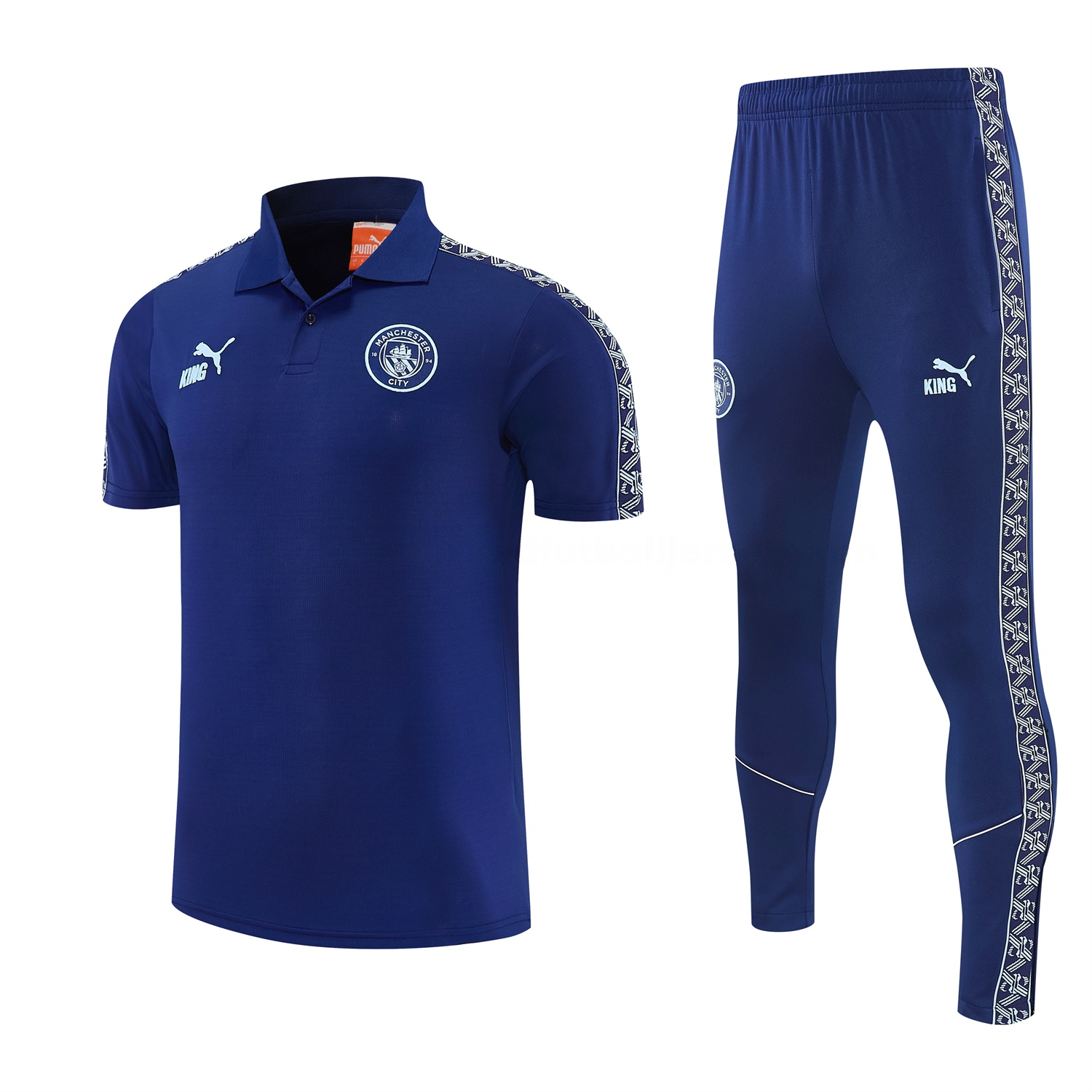 Manchester City 25-26 POLO Short-Sleeve Training Set - Dark Blue Top and Pants - ManixJersey