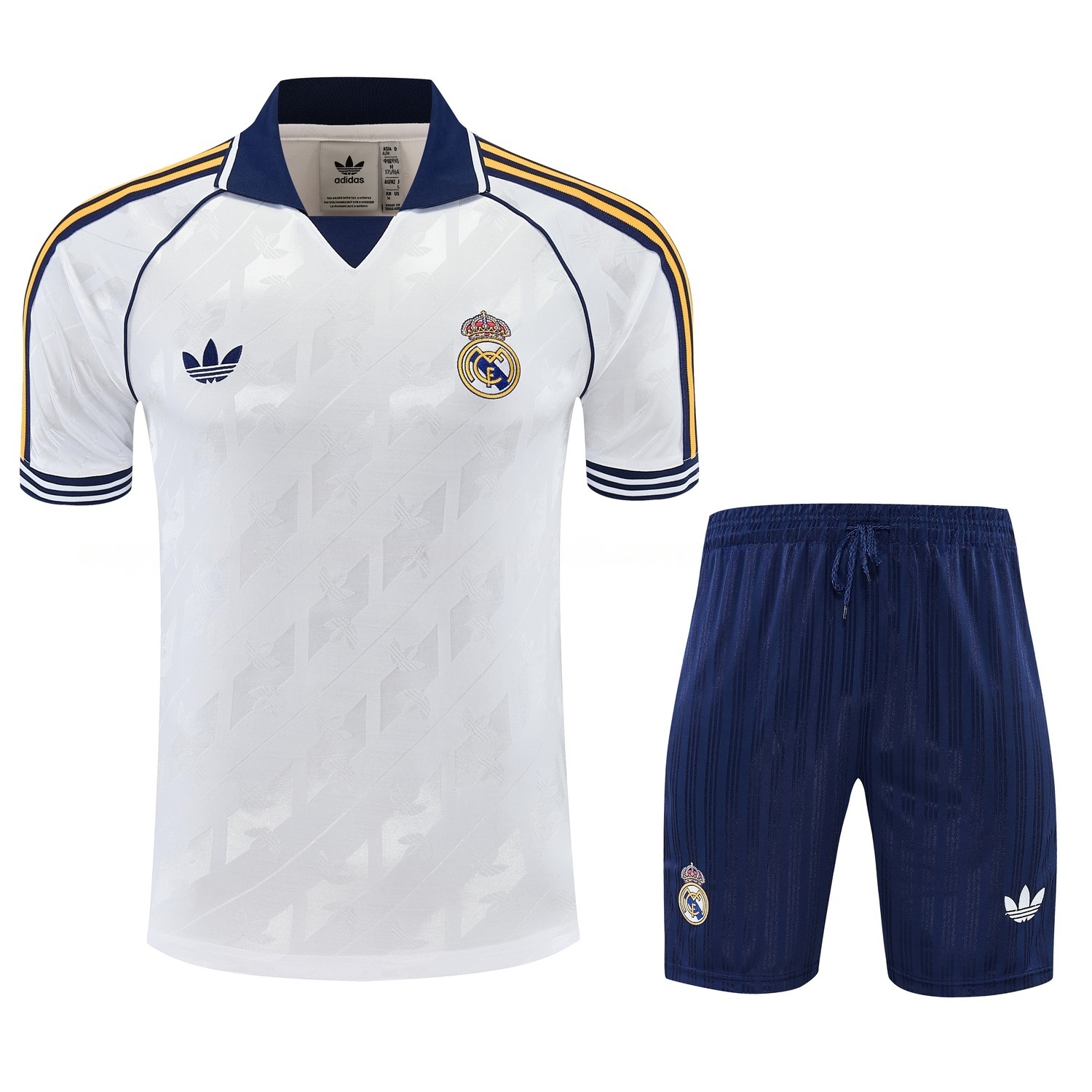 Real Madrid 26-27 Short-Sleeve Training Set - White Top & Navy Blue Shorts - ManixJersey