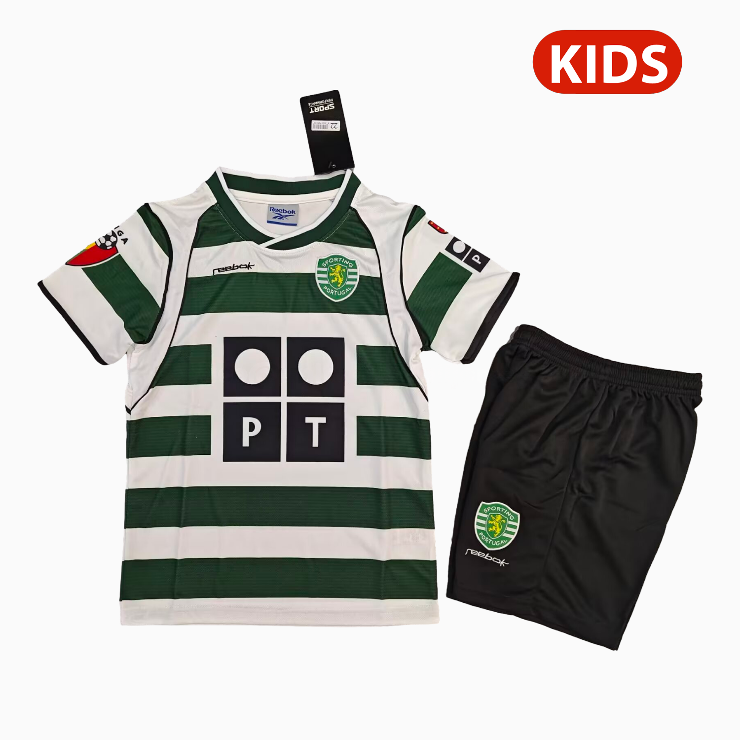 Retro Sporting CP 2001-02 Home Kids Kit - ManixJersey