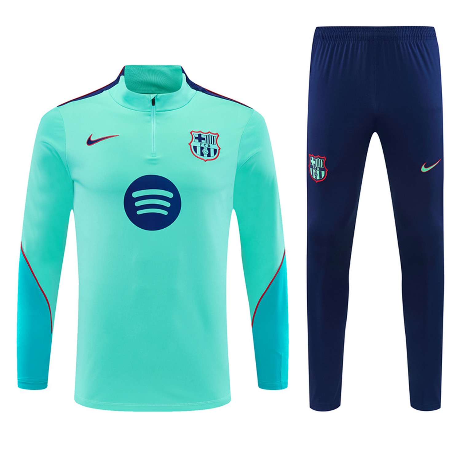 Barcelona 26-27 Kids Long Sleeve Training Set - Mint Green Top & Deep Blue Pants - ManixJersey