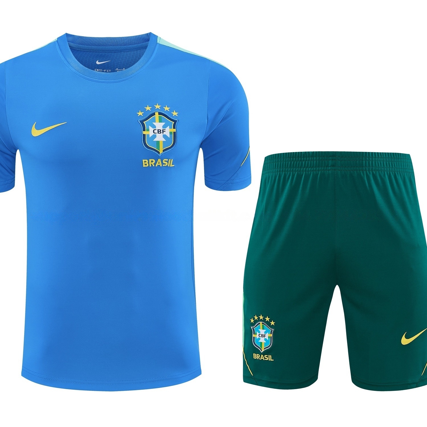 Brazil 2026 Short-Sleeve Training Set - Blue Top & Dark Green Shorts - ManixJersey