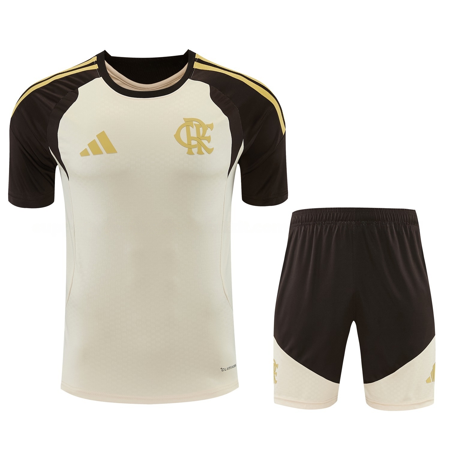 Flamengo 26-27 Short-Sleeve Training Set - Beige Top & Brown Shorts - ManixJersey