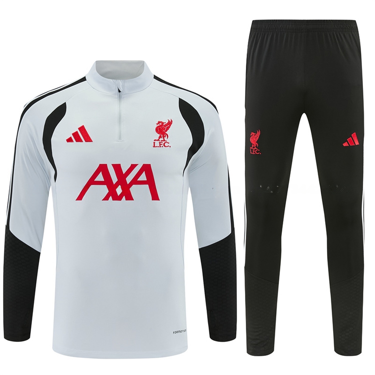 Liver.pool 26-27 Long Sleeve Training Set - Light Grey Top & Black Pants - ManixJersey