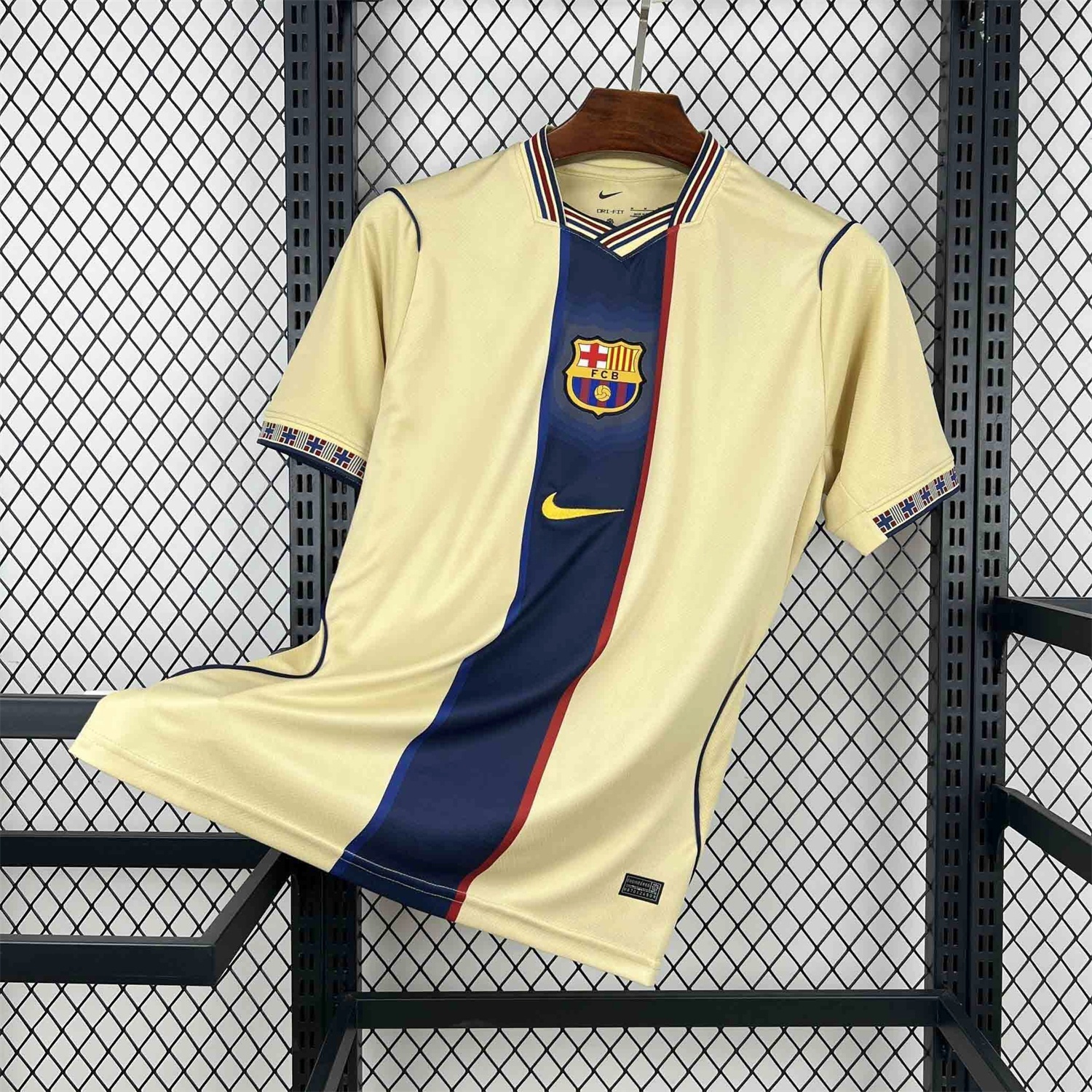 Barcelona 26-27 Blue Vertical Stripes Yellow Jersey - Fans Version - ManixJersey