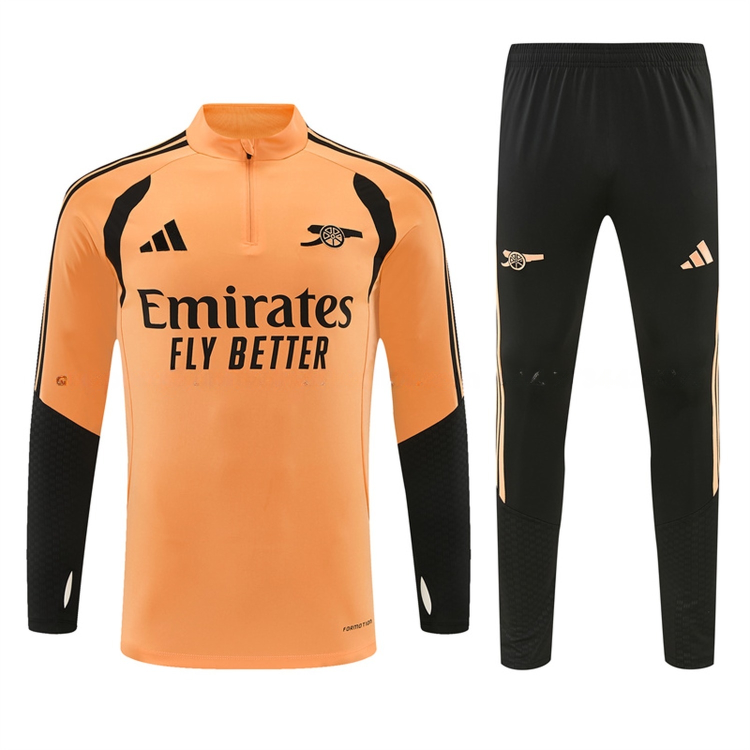 Arsenal 26-27 Long Sleeve Training Set - Orange Top & Black Pants - ManixJersey