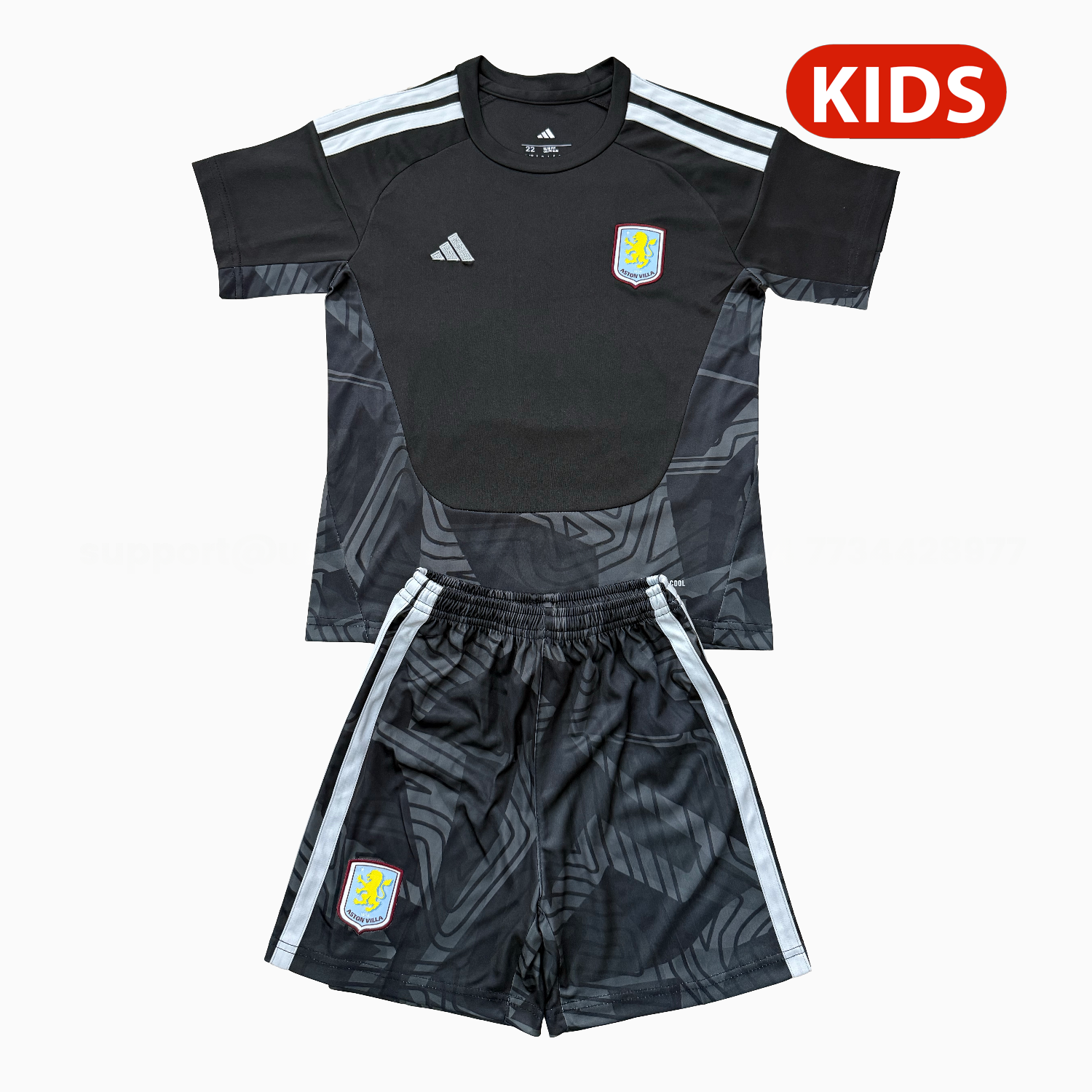 Aston Villa 26-27 Black Goalkeeper Kids Kit - ManixJersey