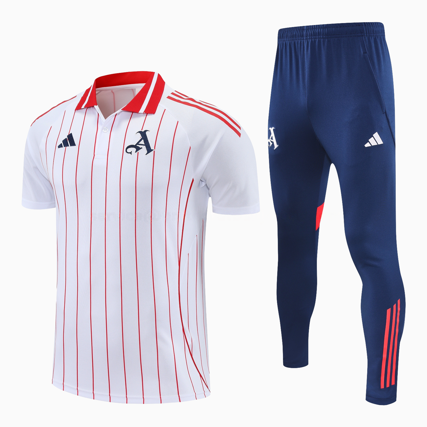 Arsenal 25-26 POLO Short-Sleeve Training Set - White Top and Deep Blue Pants - ManixJersey