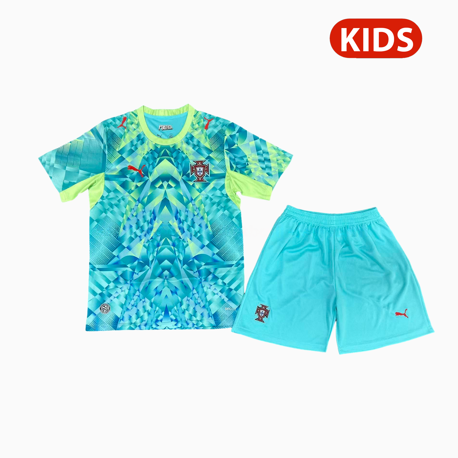 Portugal 2026 Goalkeeper Green Kids Kit - ManixJersey