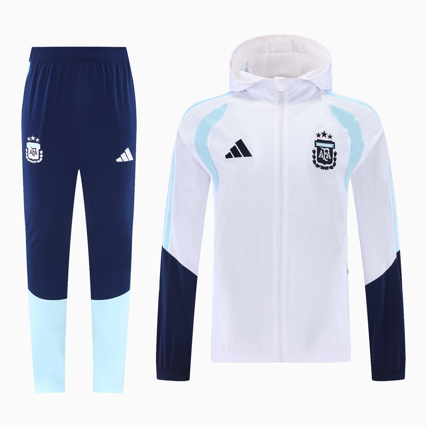 Argentina 2026 Hooded Windbreaker Training Set - White Top & Dark Blue Pants - ManixJersey