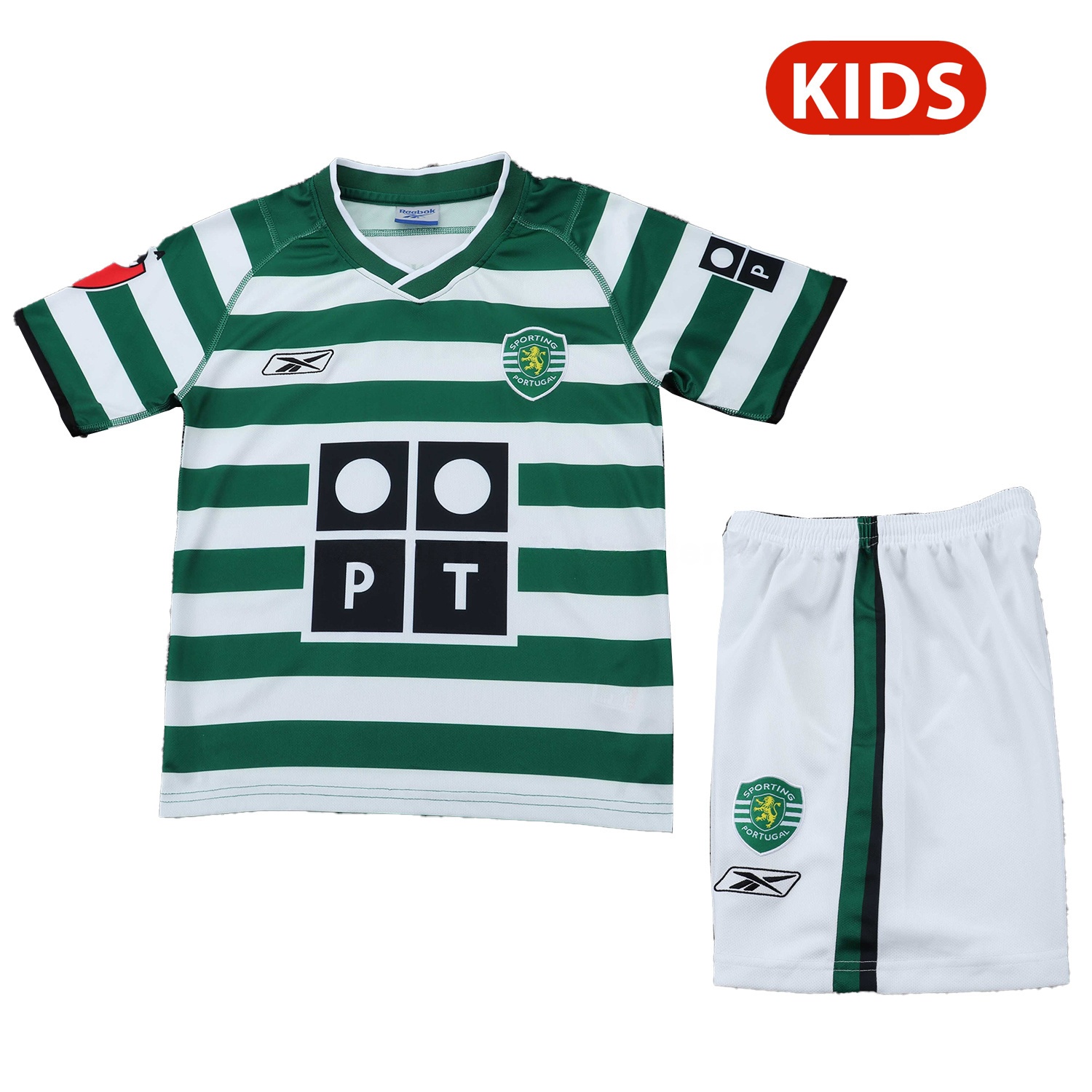 Retro Sporting CP 2003-04 Home Kids Kit - ManixJersey
