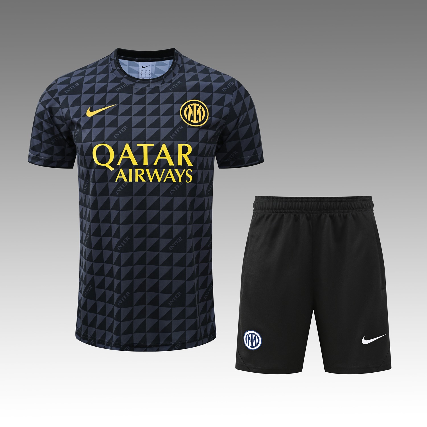 Inter Milan 26-27 Short-Sleeve Training Set - Black Top & Black Shorts - ManixJersey